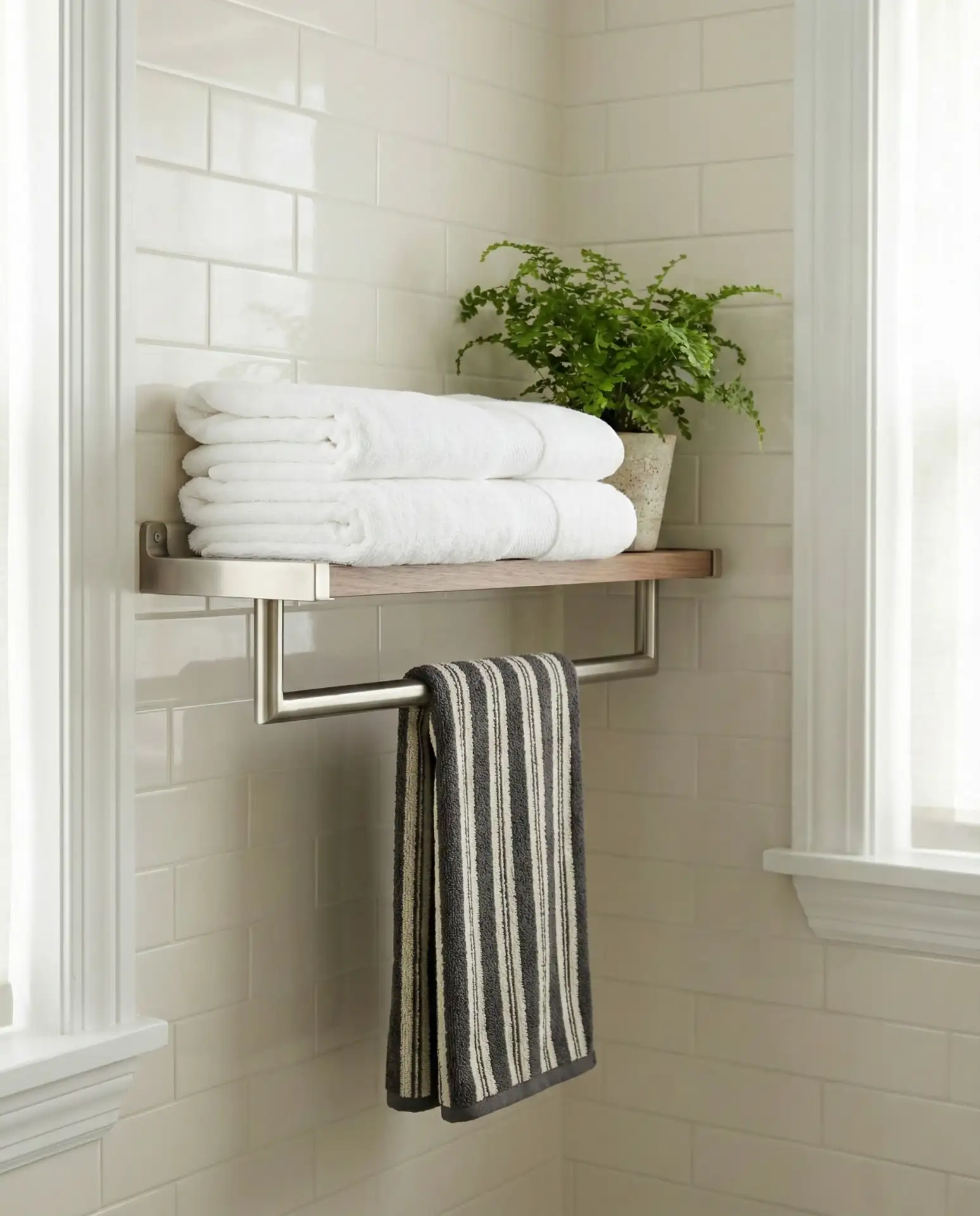 Towel Holder Shelves with Integrated Bars 1