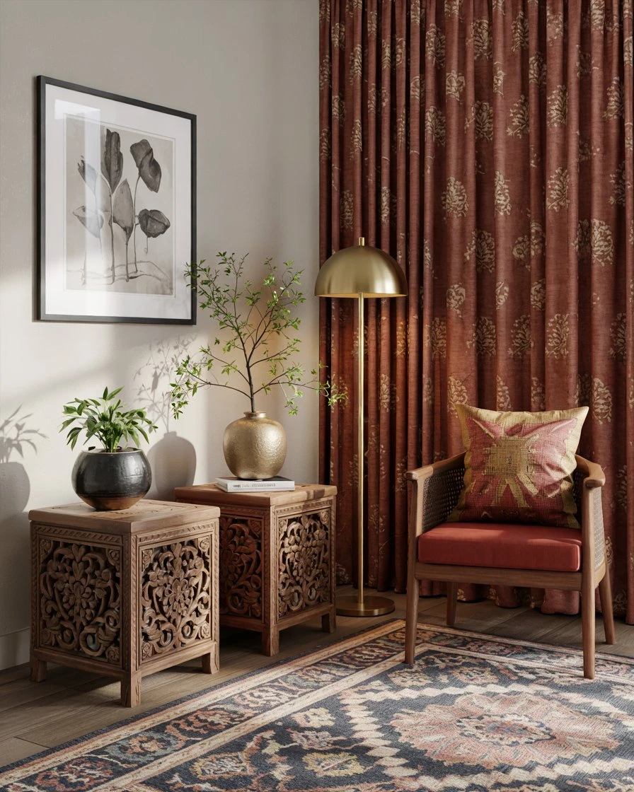 Traditional Indian Textiles and Carved Wood 1