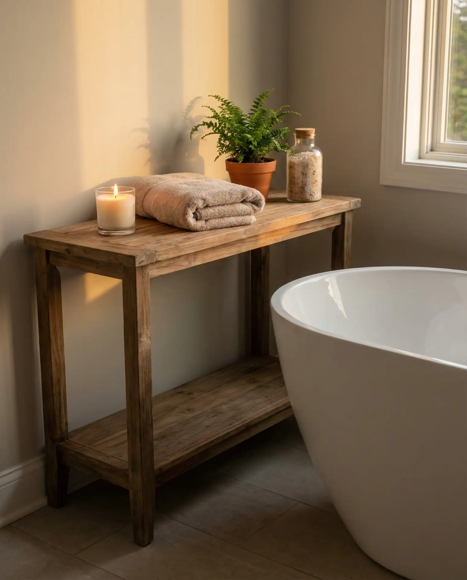 Tub-Side Shelving with Waterproof Finishes 1