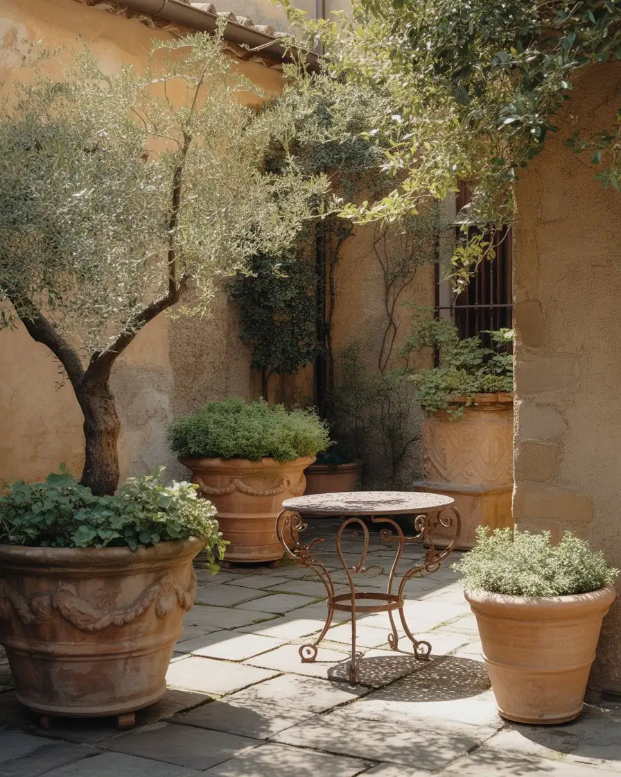 Tuscan Courtyard with Terracotta Pots 2