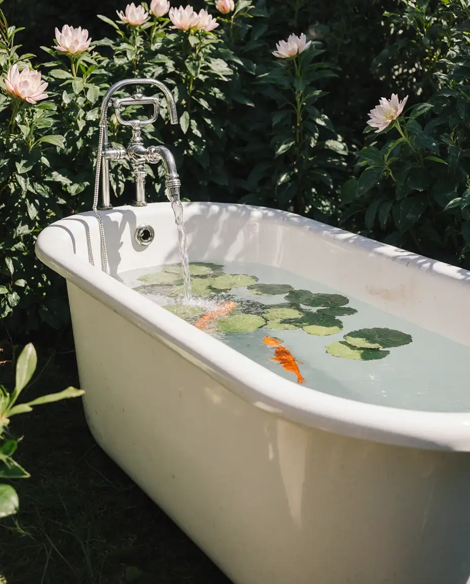 Unique Repurposed Bathtub Pond