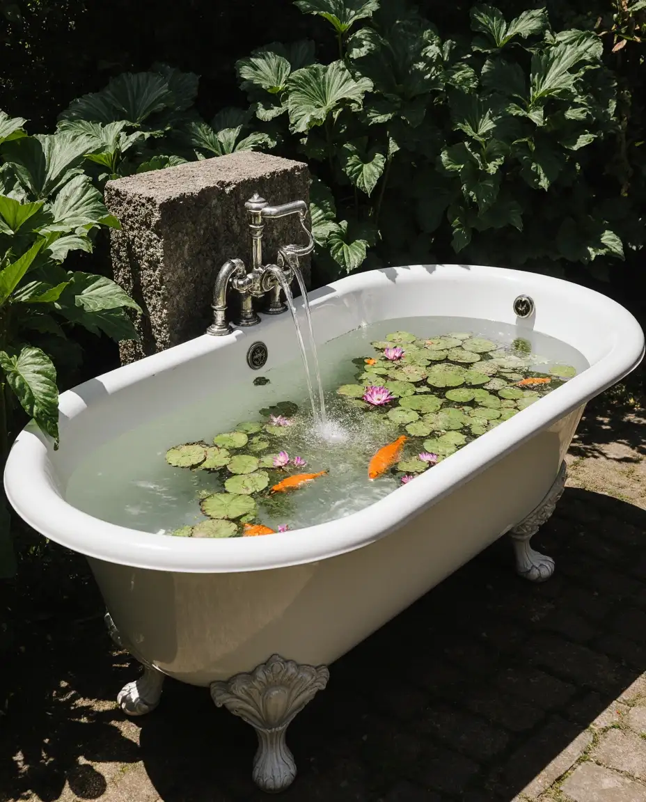 Unique Repurposed Bathtub Pond