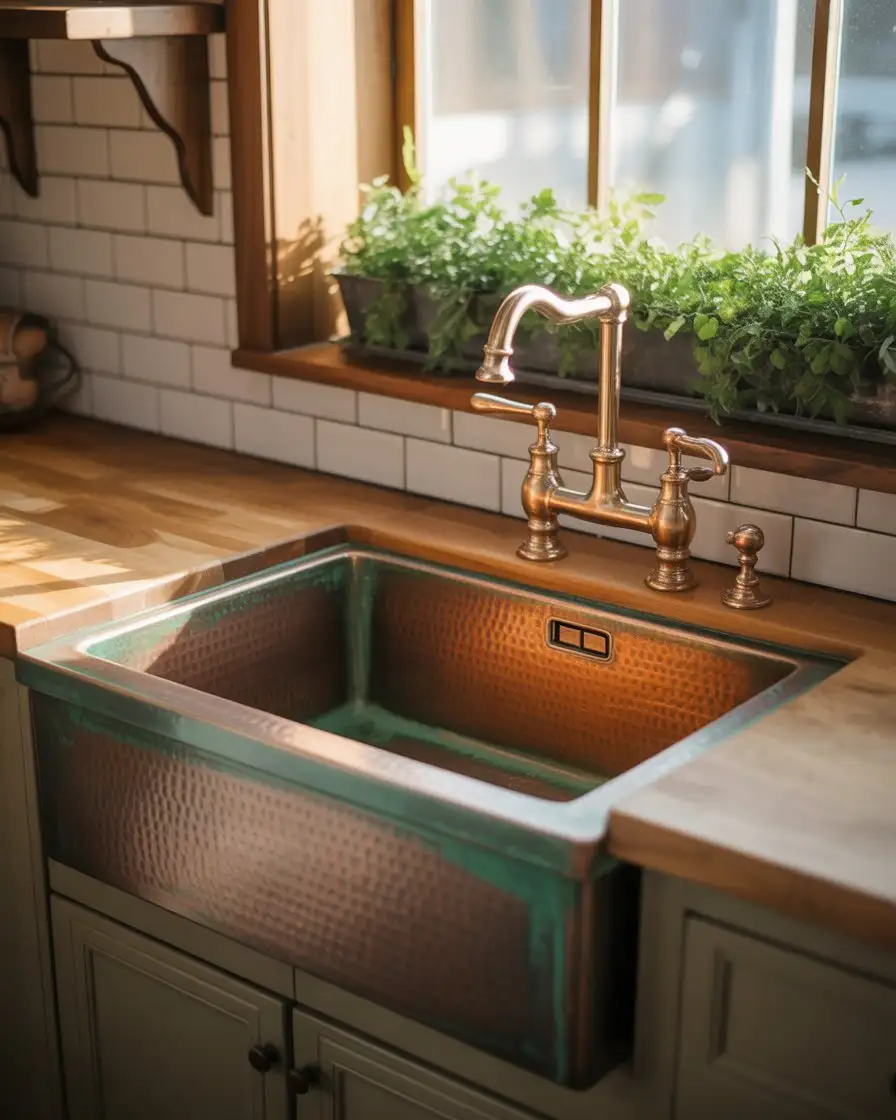 Vintage Apron-Front Sink in Copper or Bronze 2