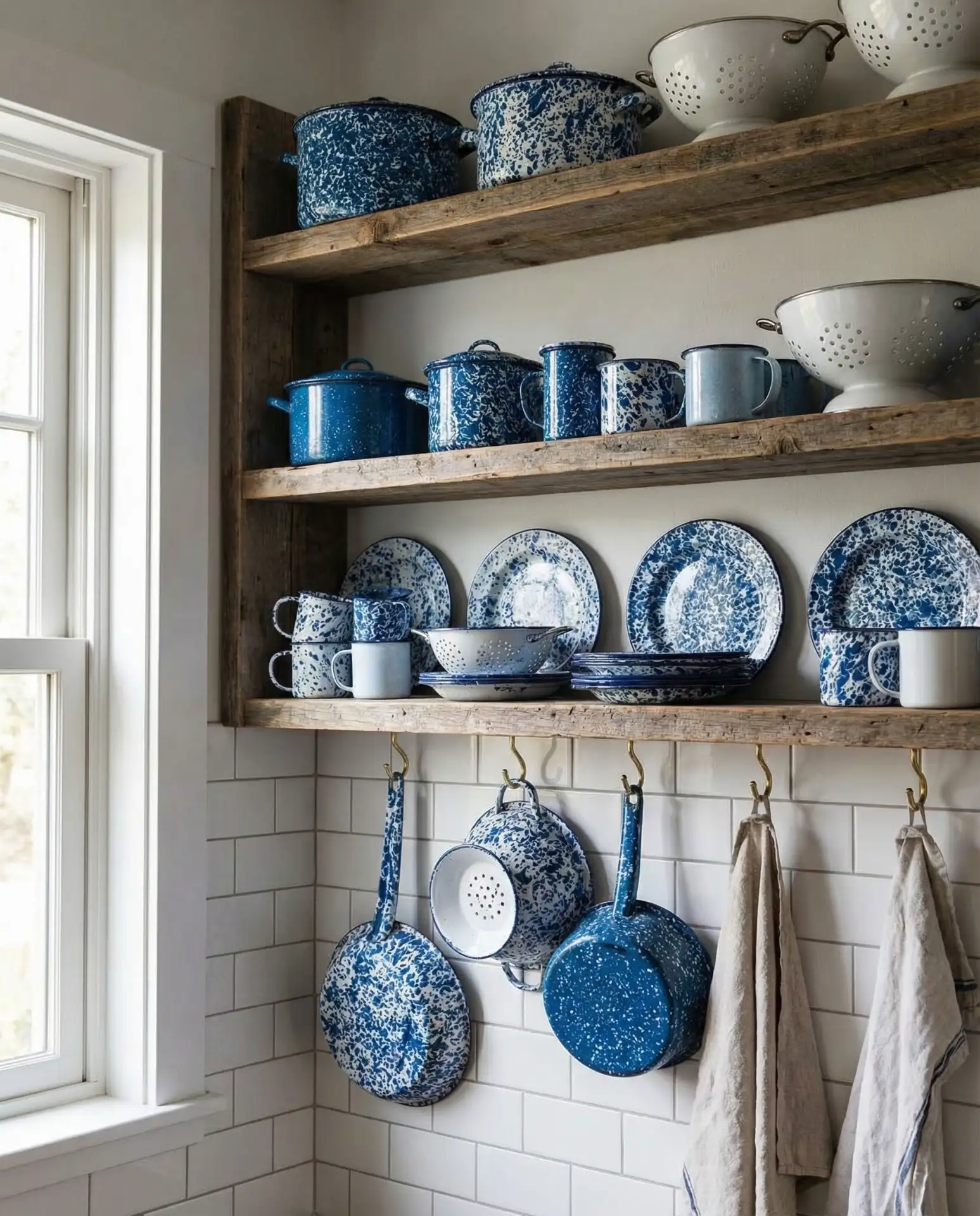 Vintage Enamelware Displayed as Kitchen Art 1