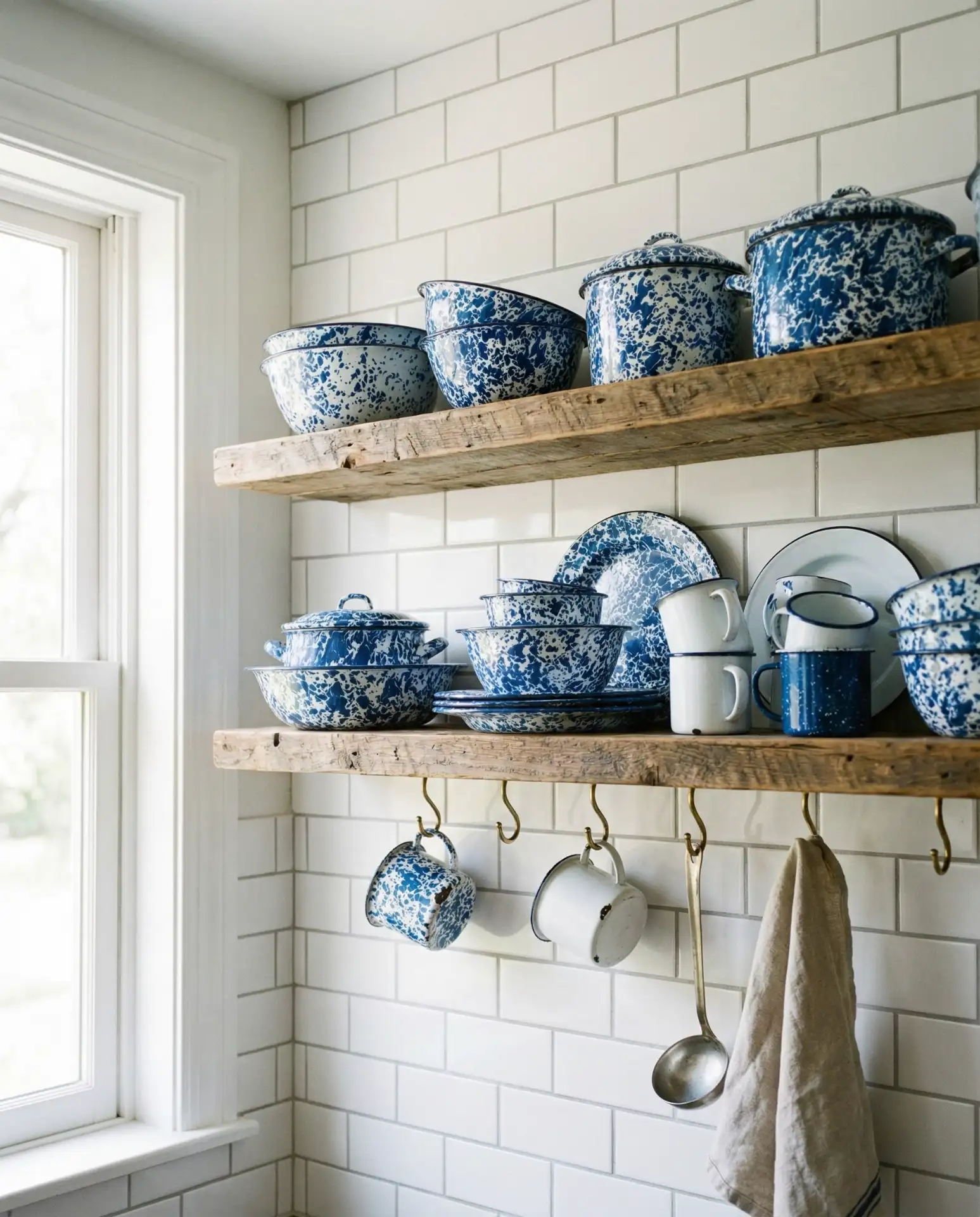 Vintage Enamelware Displayed as Kitchen Art 2