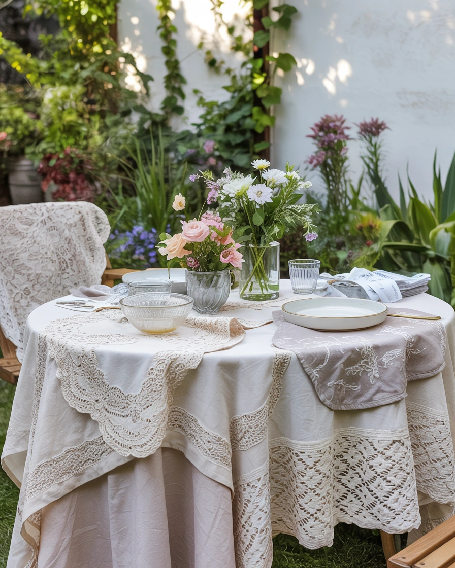 Vintage Lace Tablecloth Layers 1