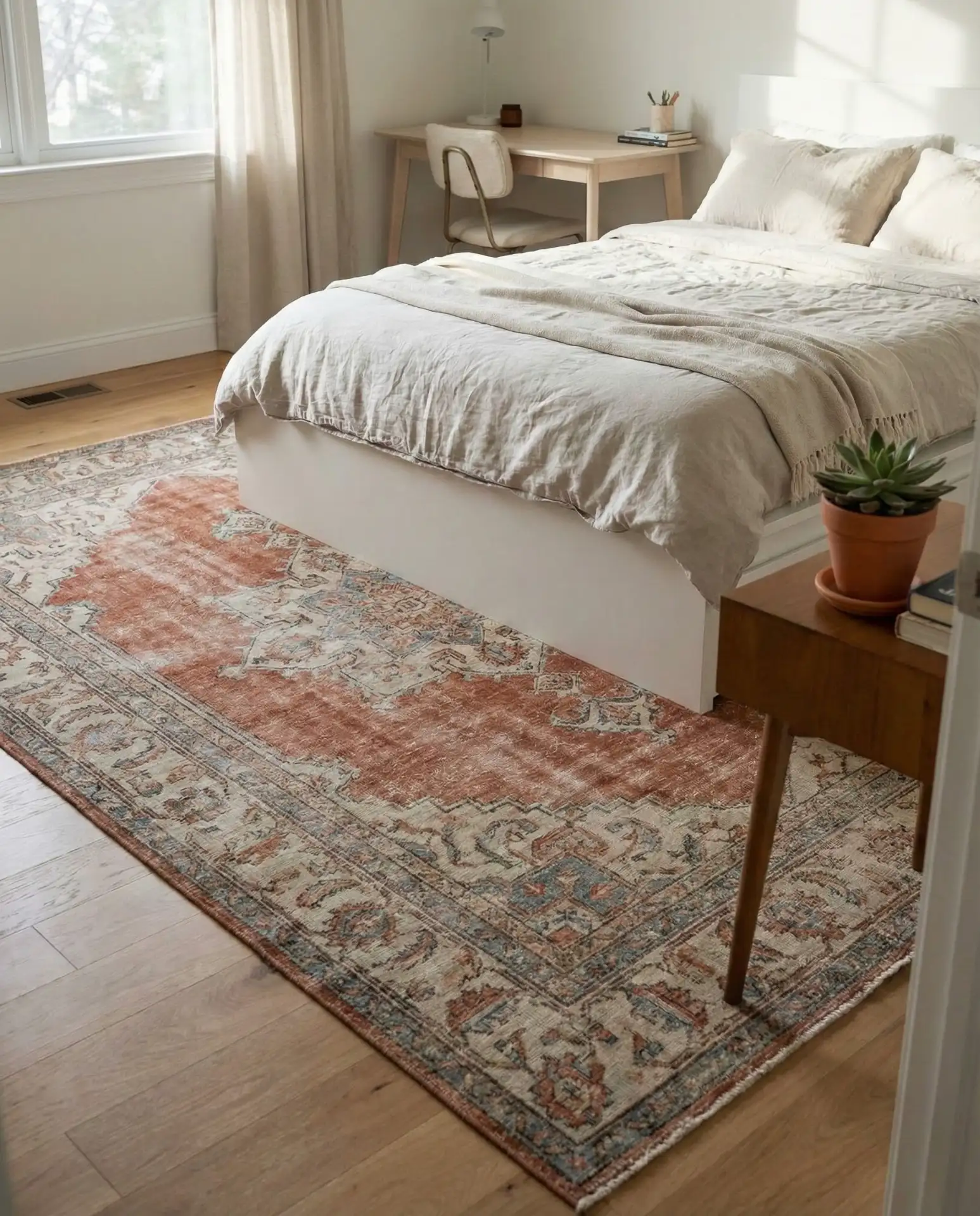 Vintage Rug Over Hardwood Floors 1