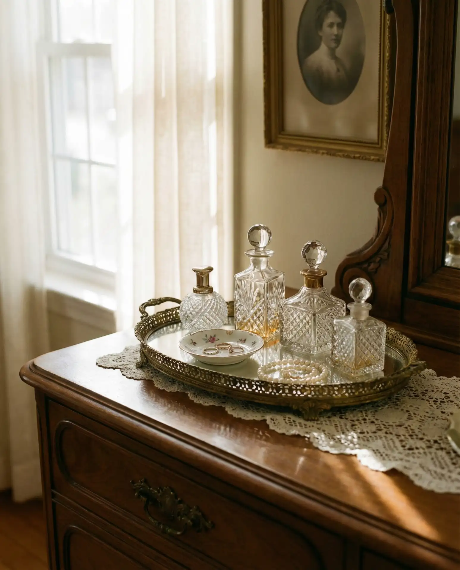 Vintage Tray with Jewelry and Perfume 2