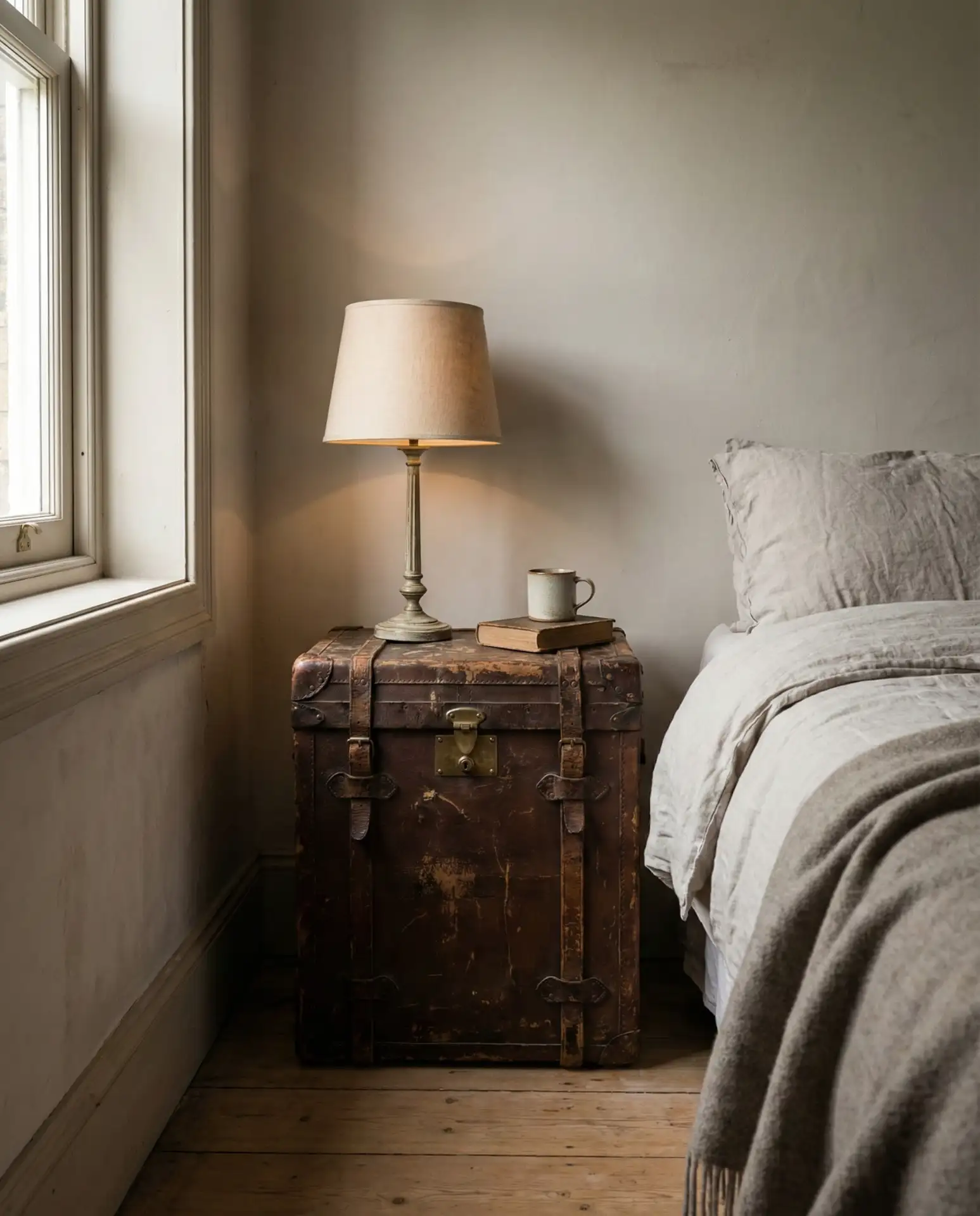 Vintage Trunk as Bedside Storage 1