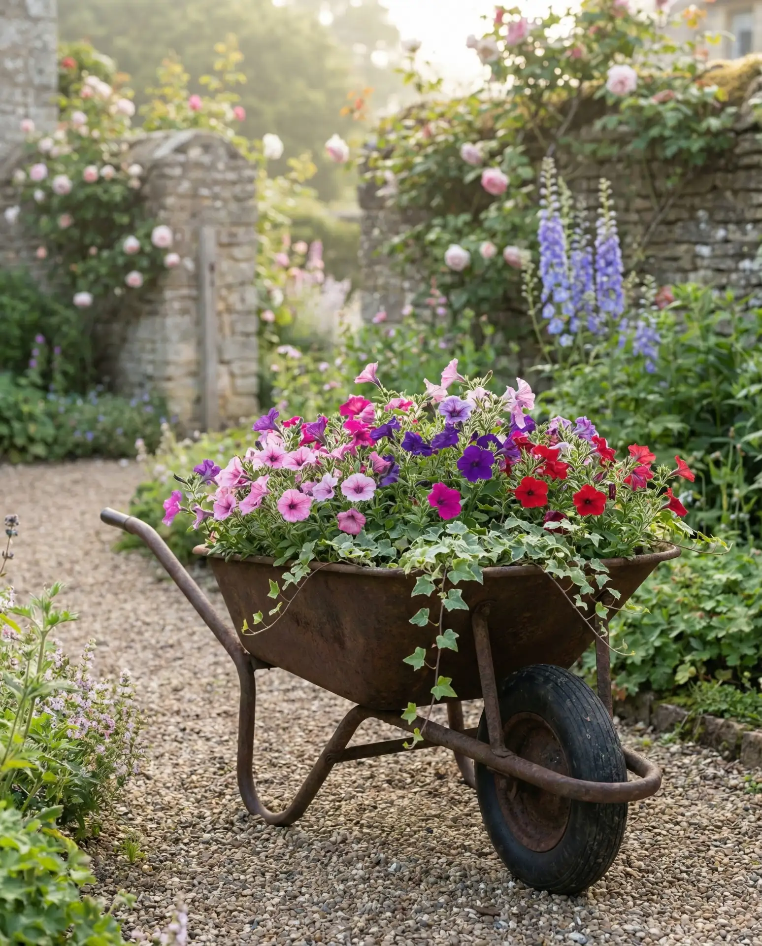 Vintage Wheelbarrow Flower Display