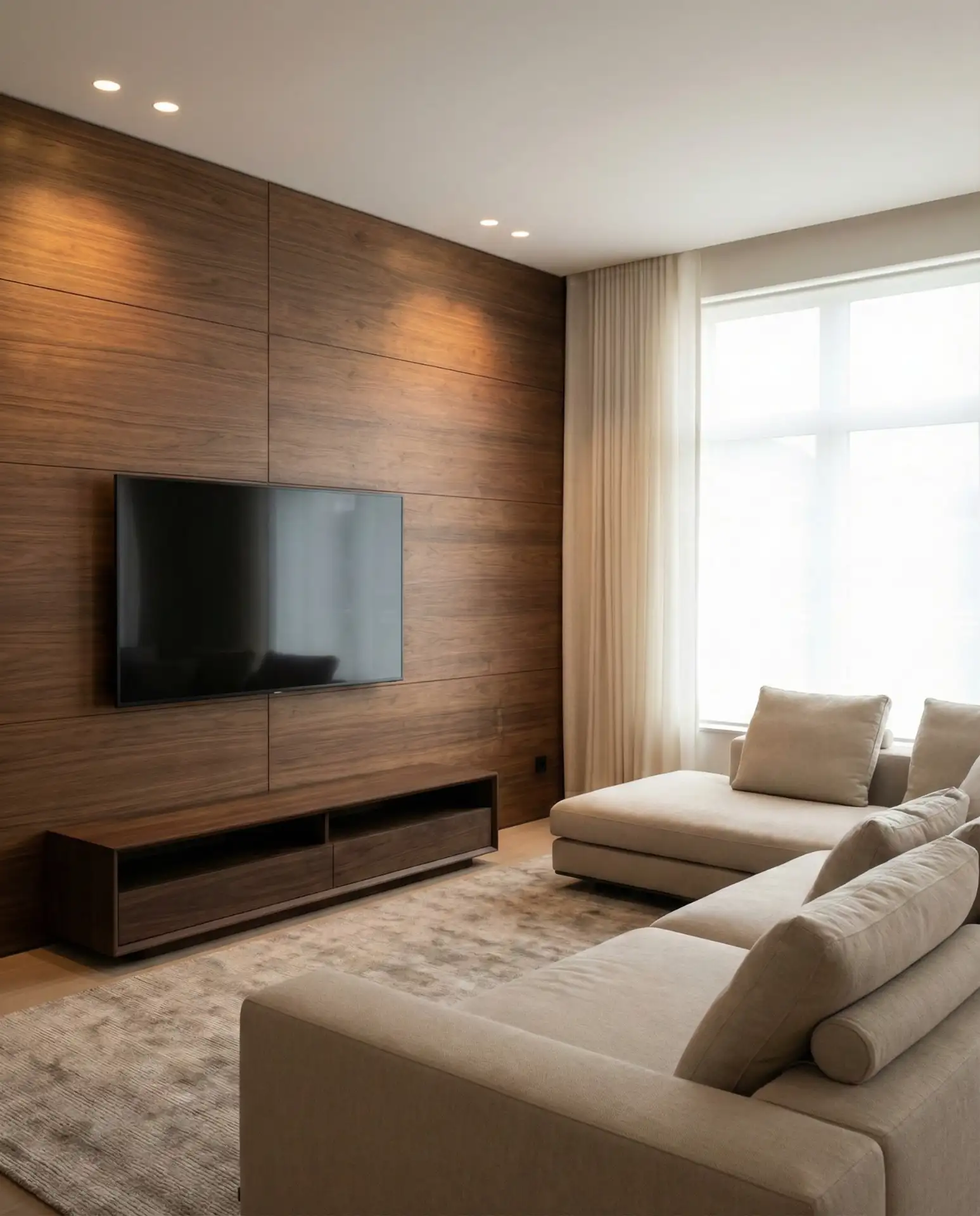 Walnut Veneer Wall with Horizontal Grain 1