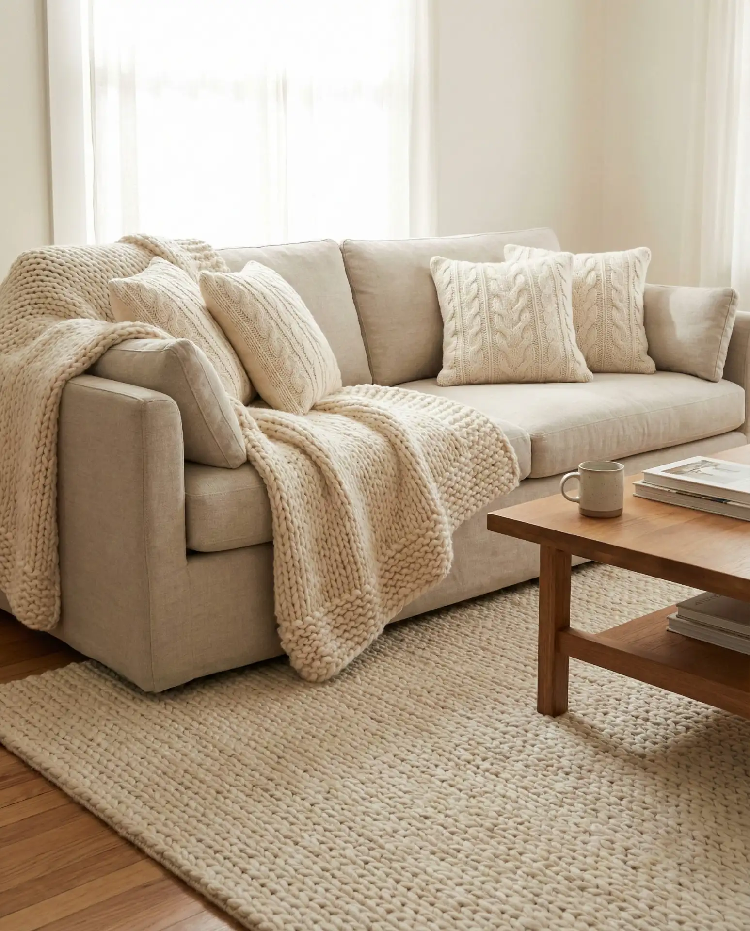 Warm White Walls with Chunky Wool Textiles 2