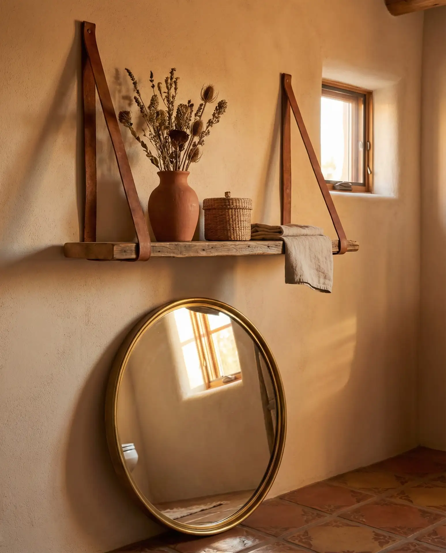 Western-Inspired Leather Strap Shelves 1