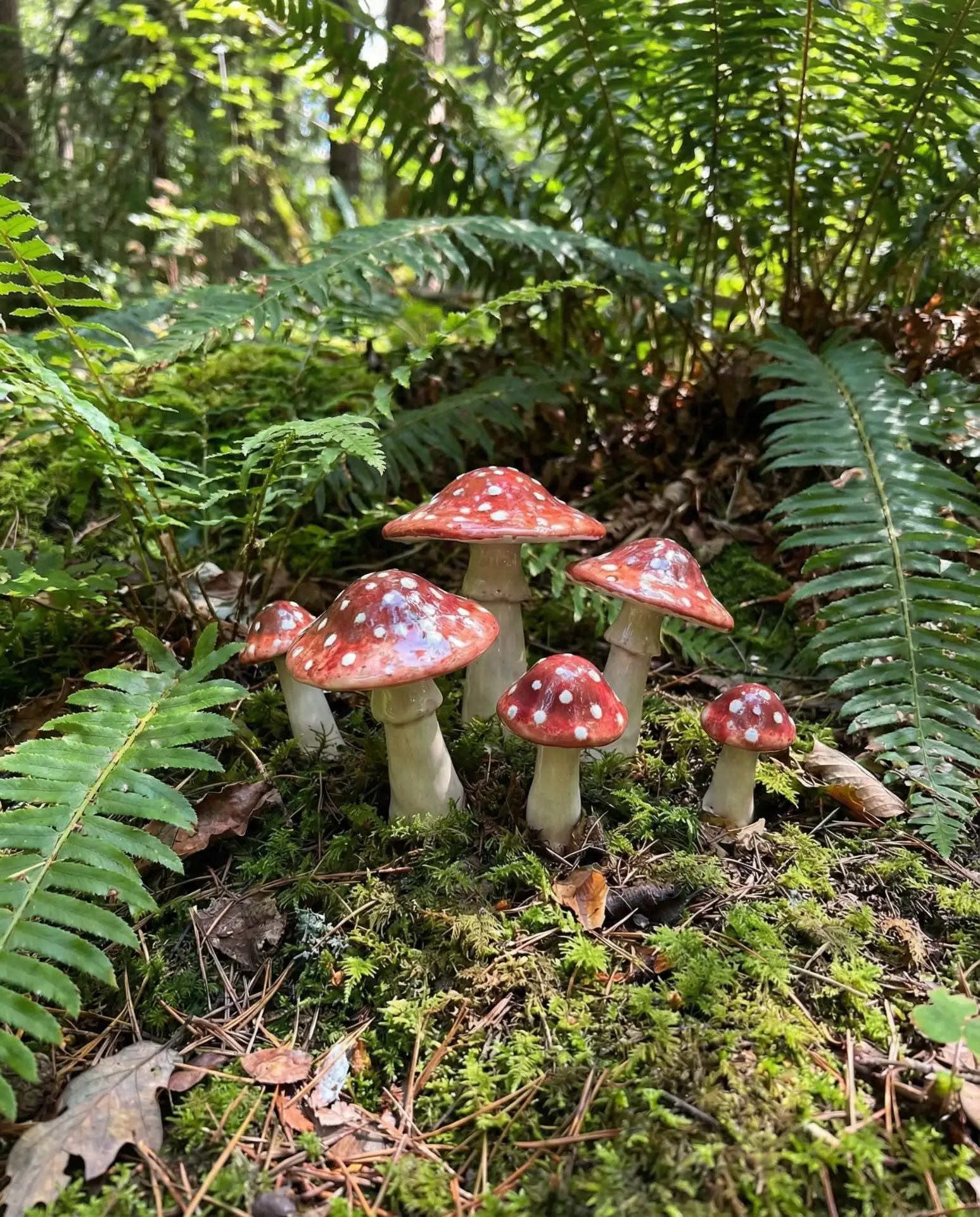 Whimsical Mushroom Garden Cluster