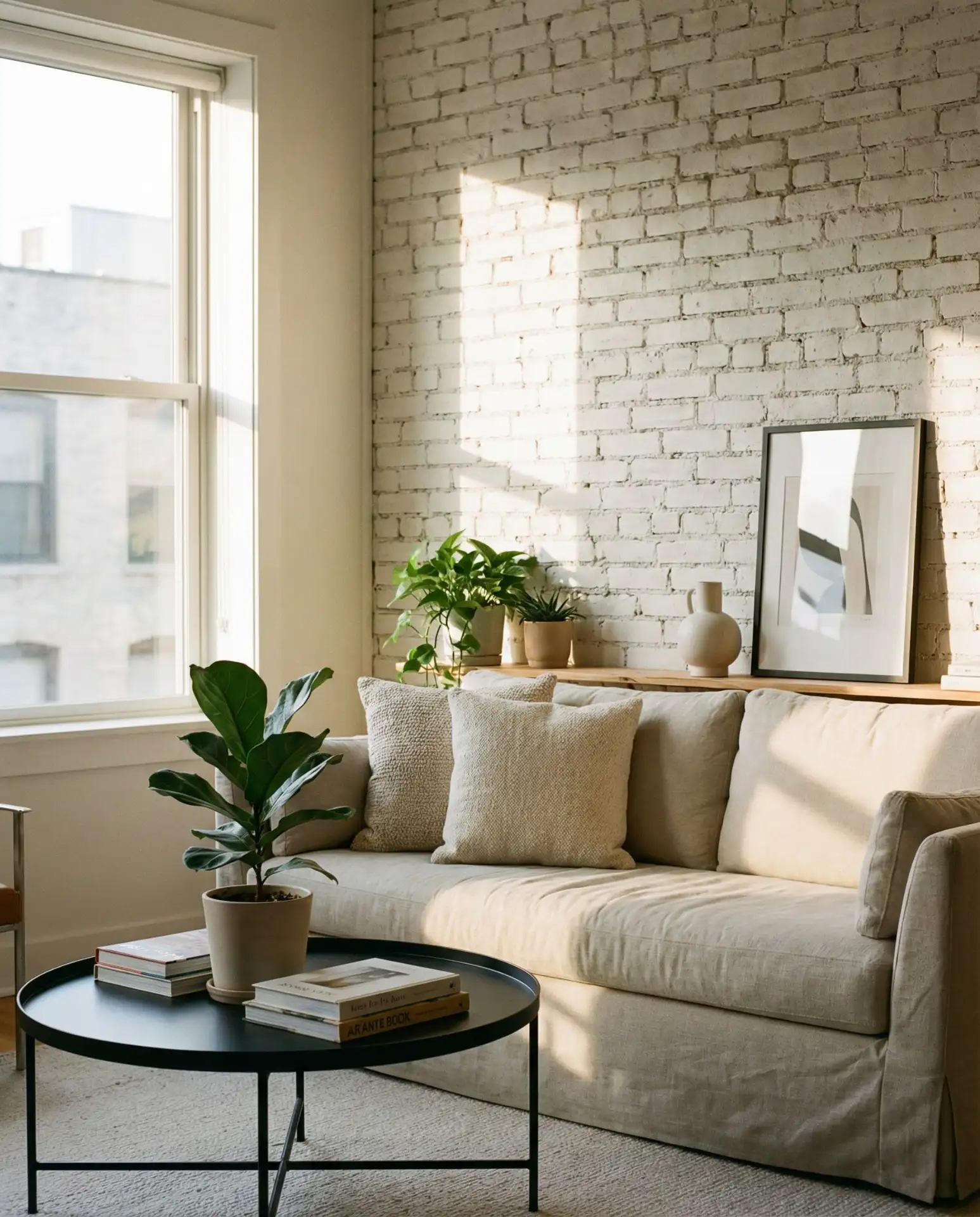 Whitewashed Brick Accent Walls in Living Rooms 2