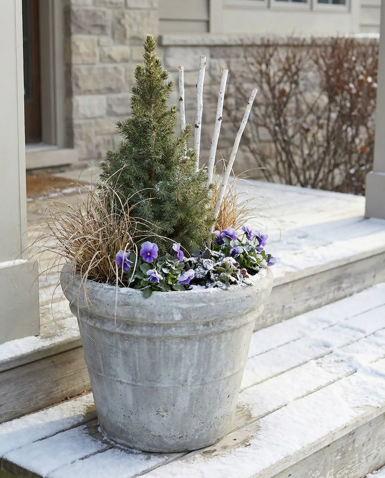 Winter Evergreen Container Garden