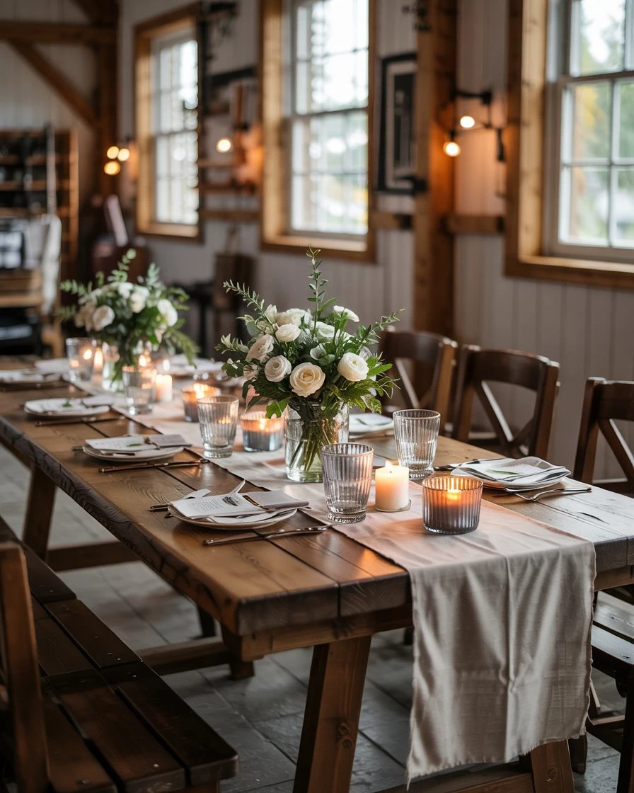 Wooden Farm Table with Unfinished Edge 1