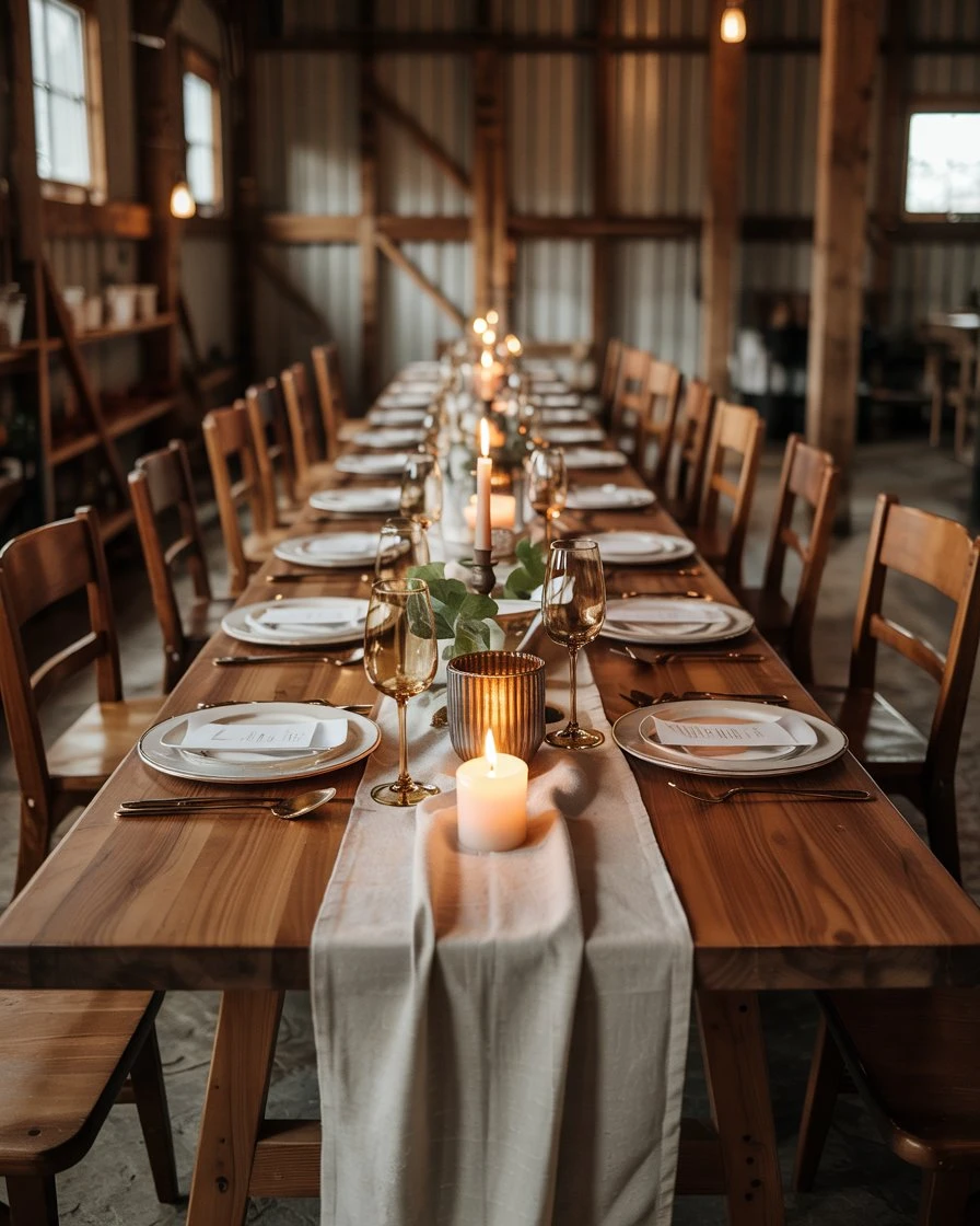 Wooden Farm Table with Unfinished Edge 2
