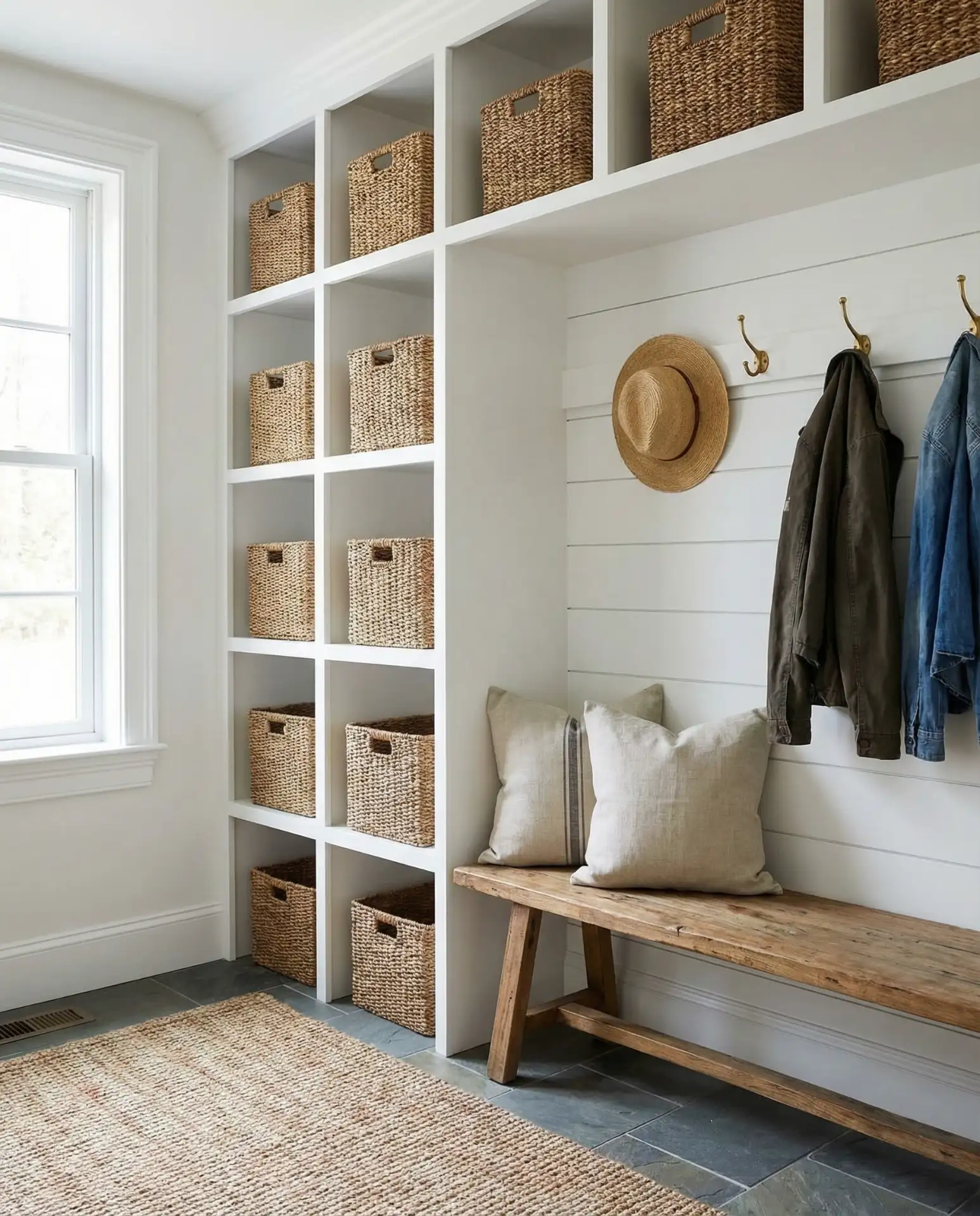 Woven Basket Storage in Mudrooms and Entryways 1