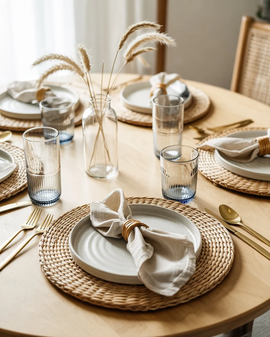 Woven Rattan Chargers Under Plates 1