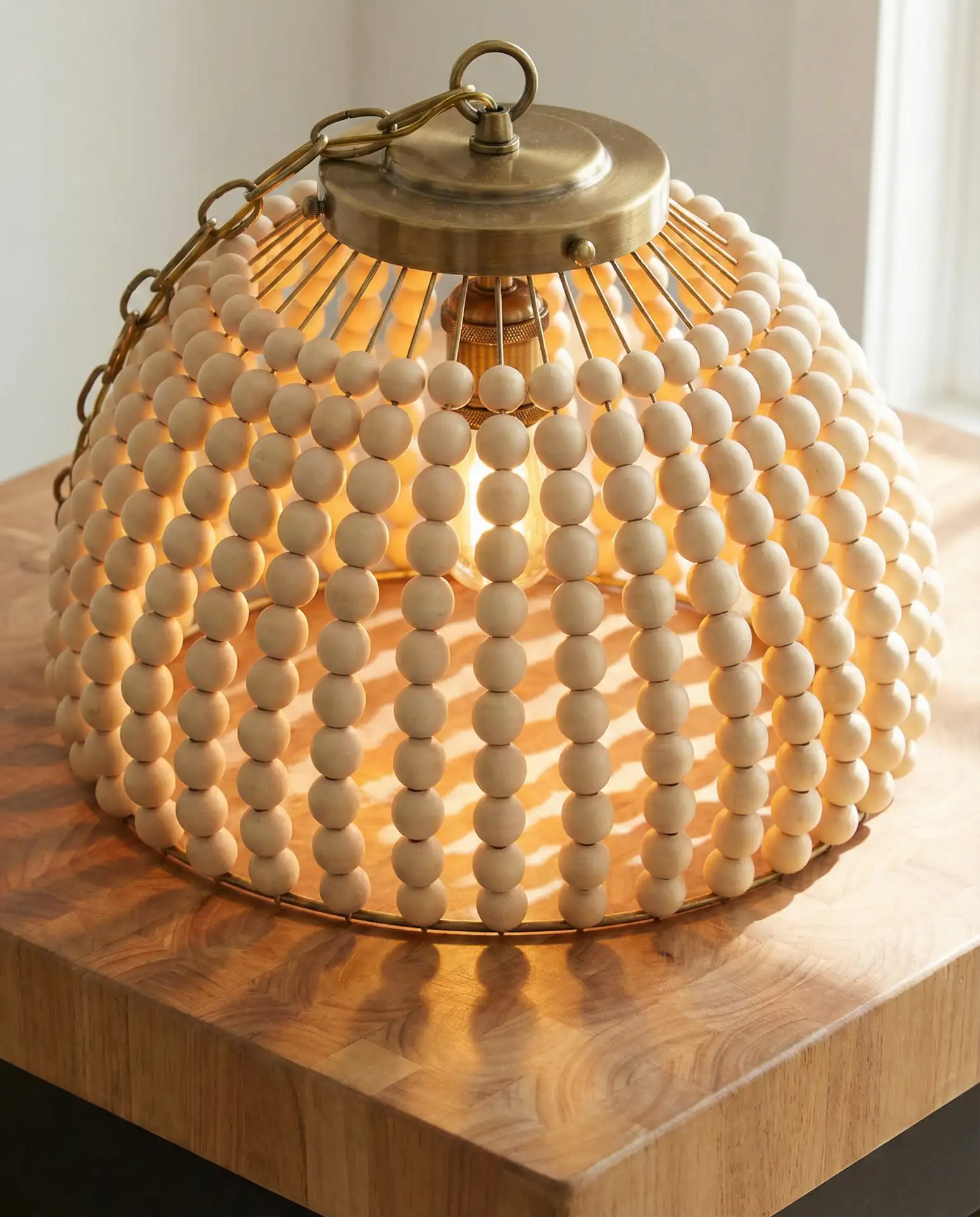 Beaded Wood Pendant Over Island