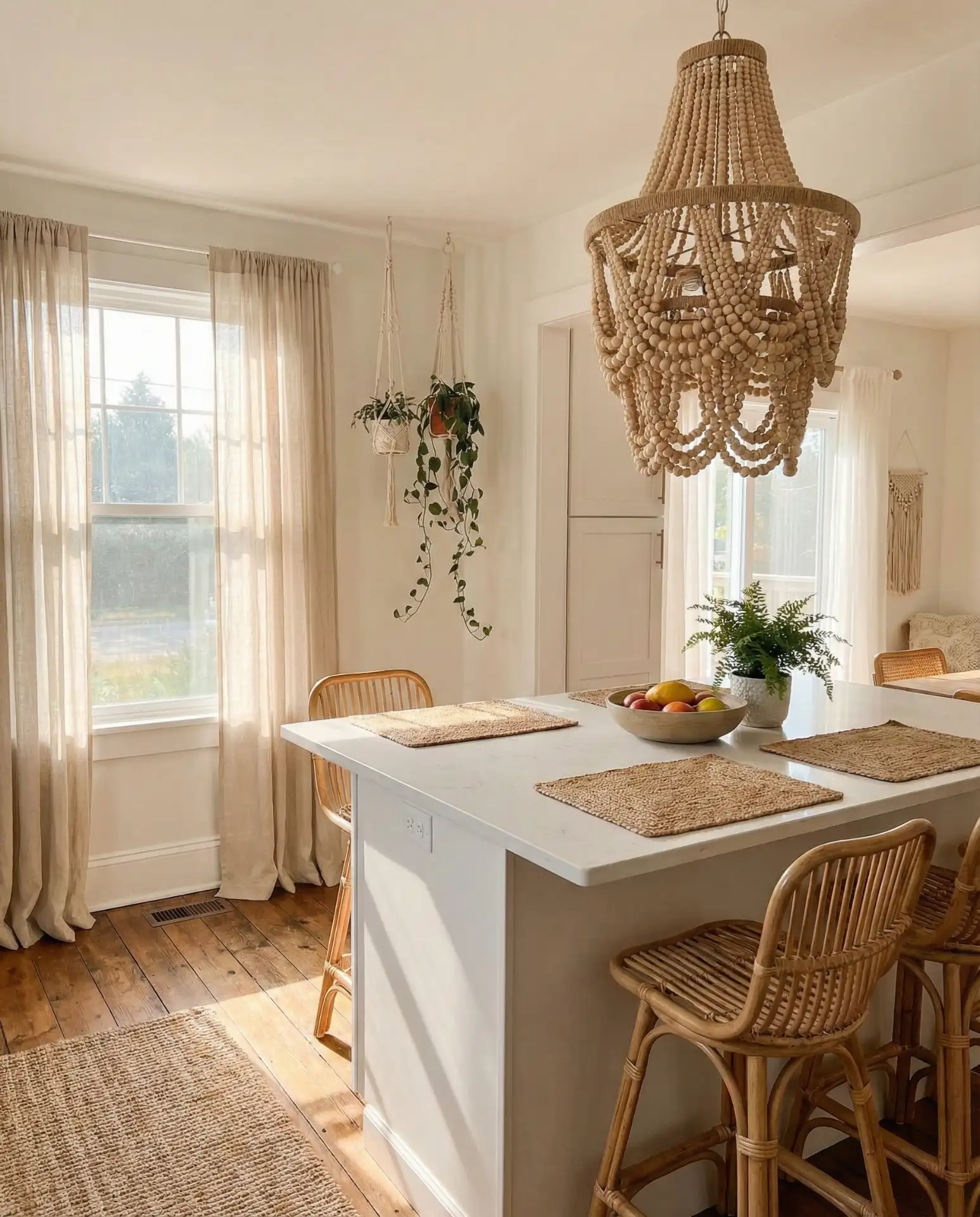 Beaded Wood Pendant Over Island