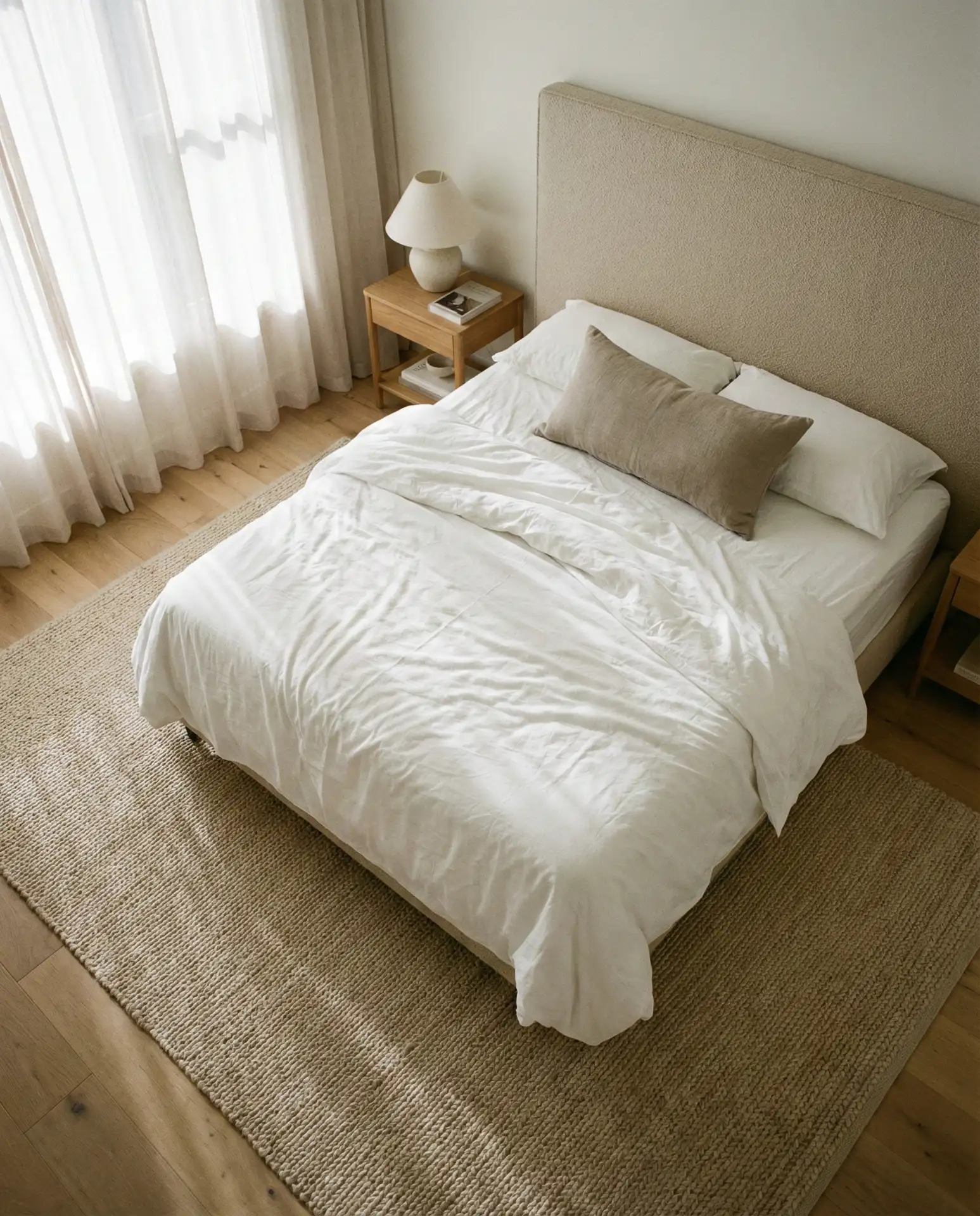 Beige Headboard with Layered Neutrals 2