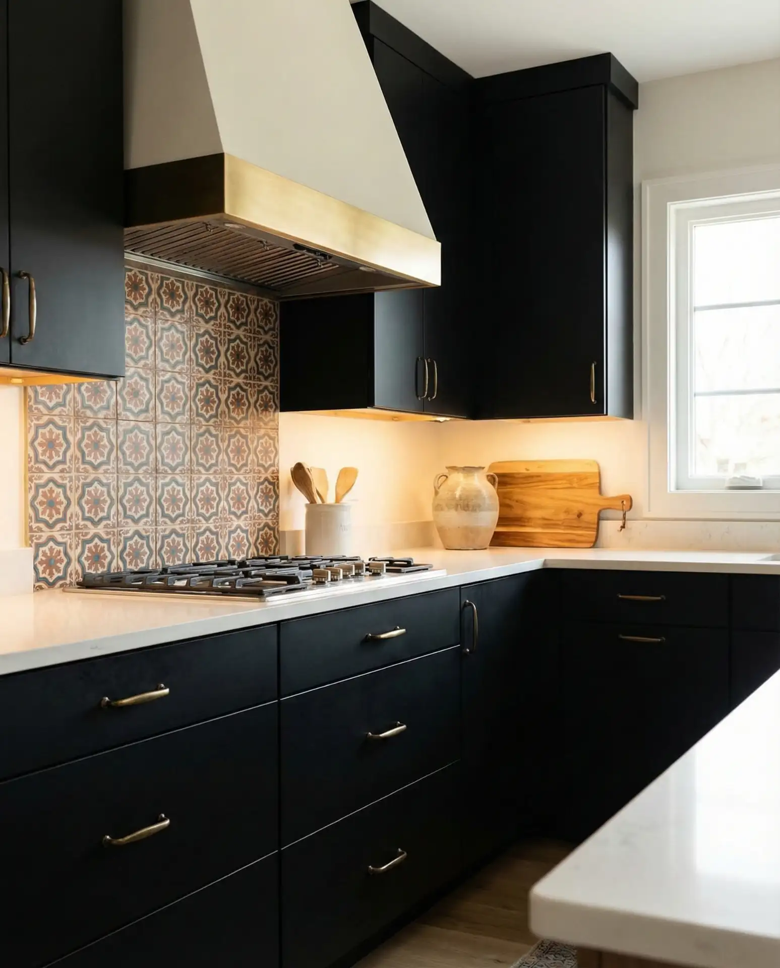 Black Cabinets with Gold Handles 1