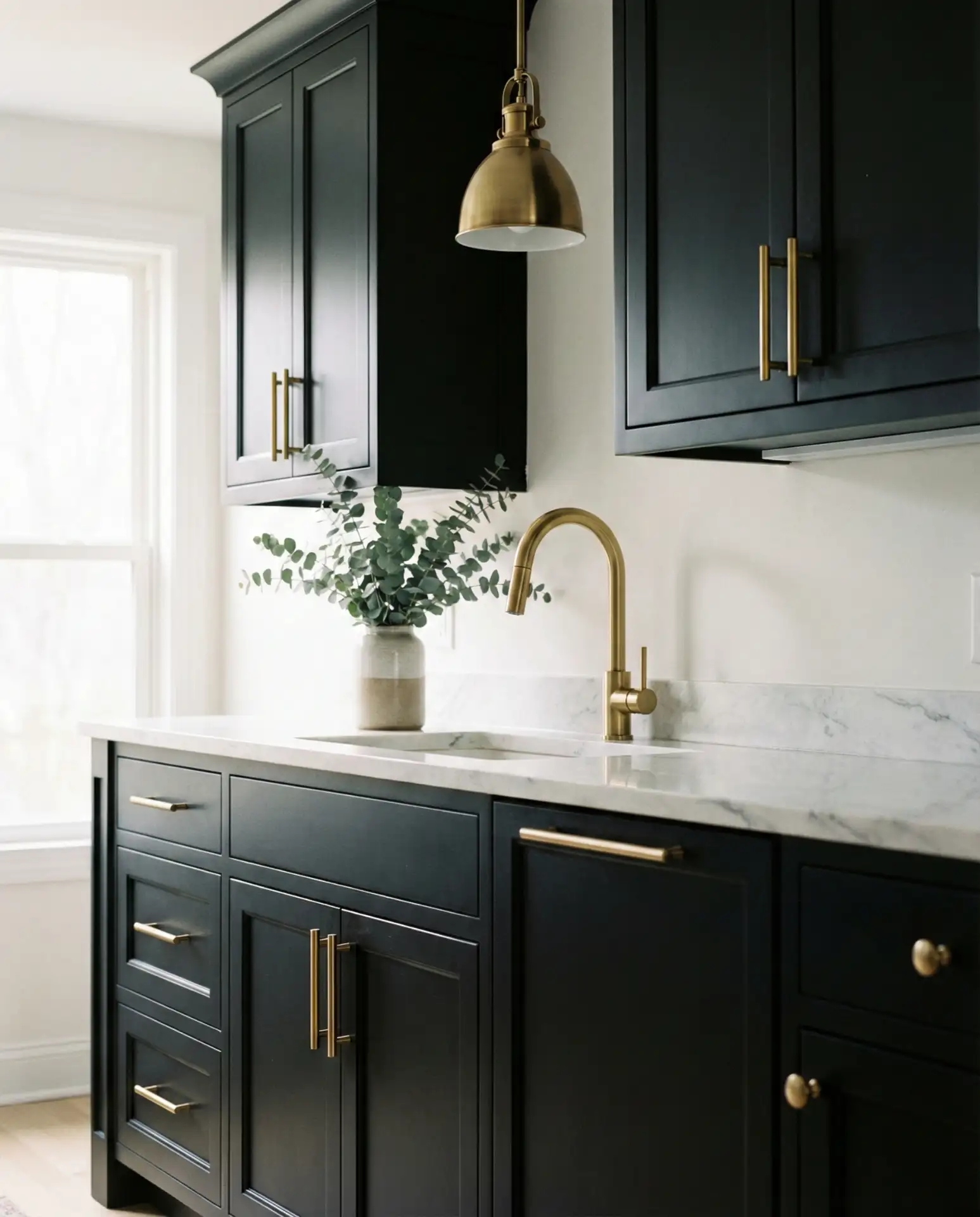 Black Cabinets with Gold Handles 2