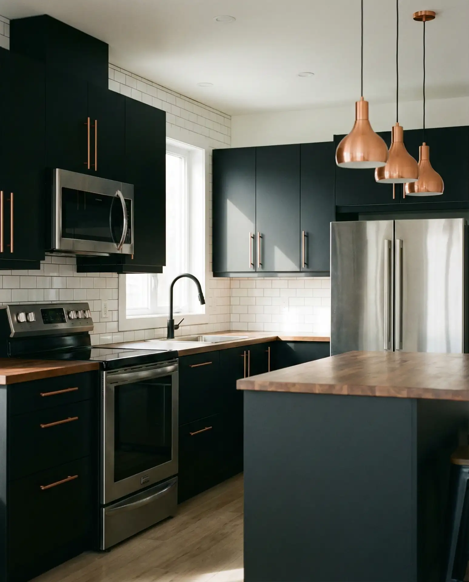 Black Cabinets with Mixed Metal Hardware 2