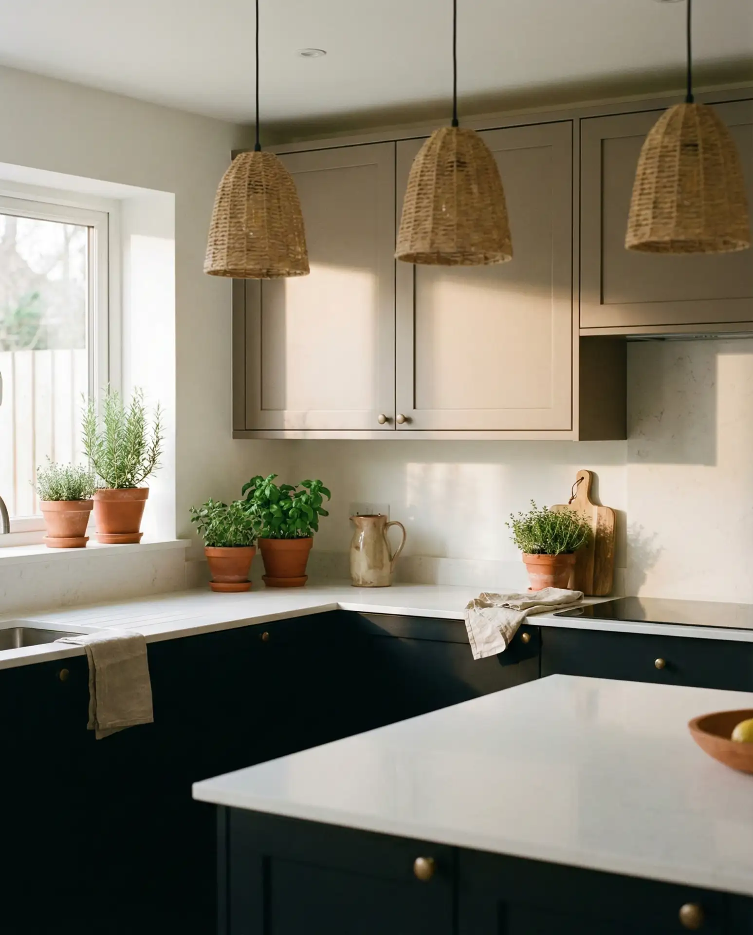 Black Cabinets with Taupe Accents 1