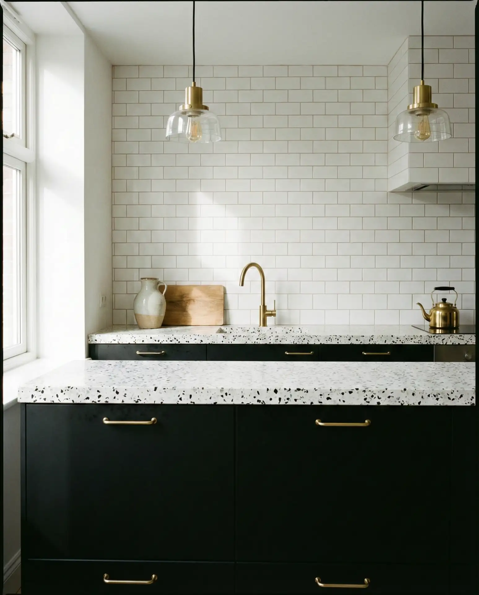 Black Cabinets with Terrazzo Countertops 2