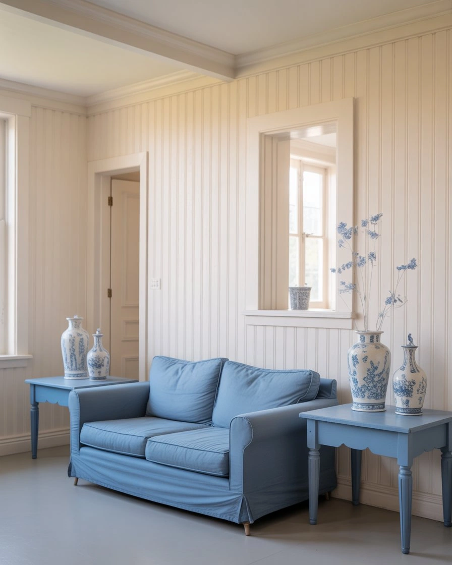 Blue and White Classic Cottage Living Room 1