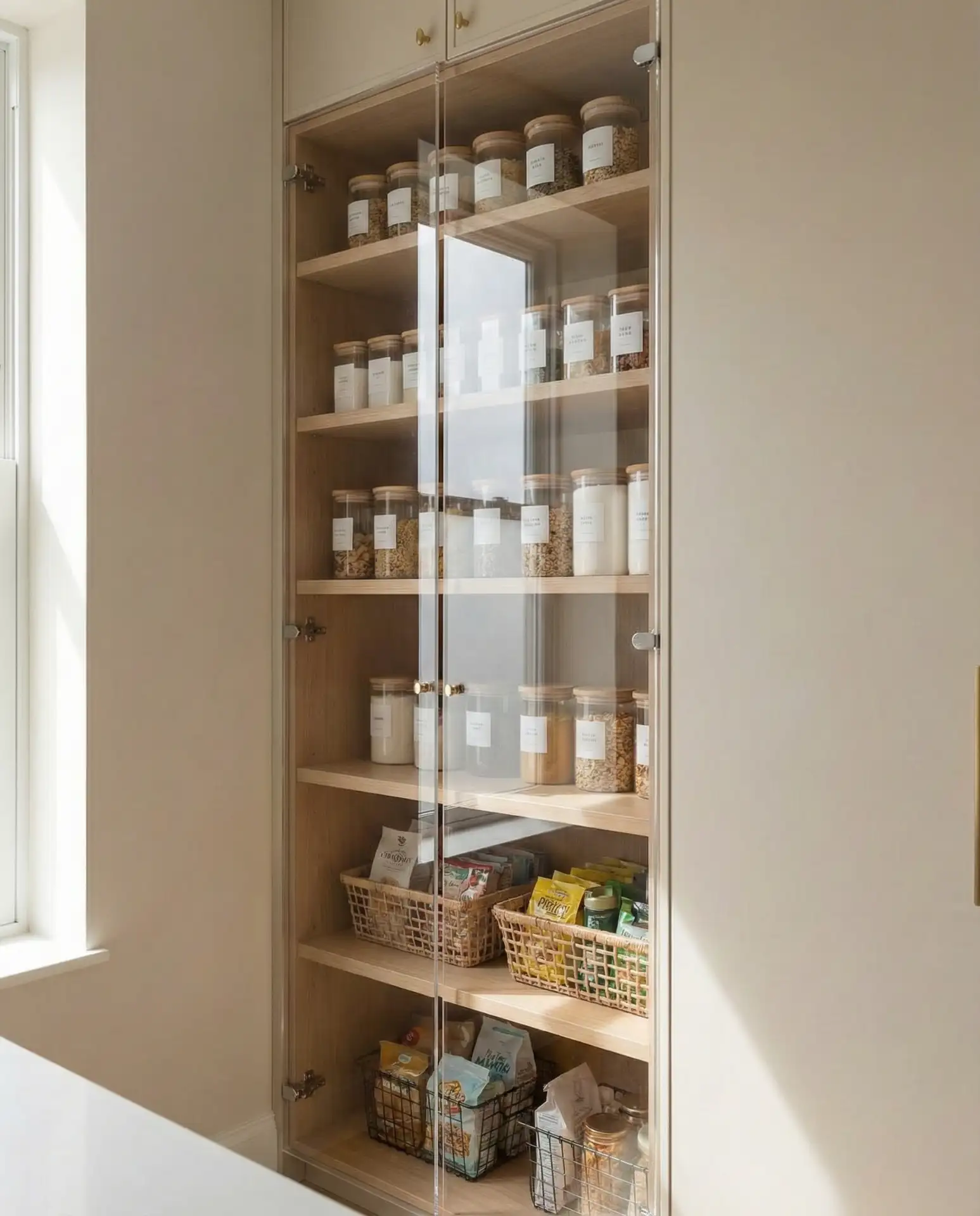 Clear-Front Pantry with Food Storage Canisters 2