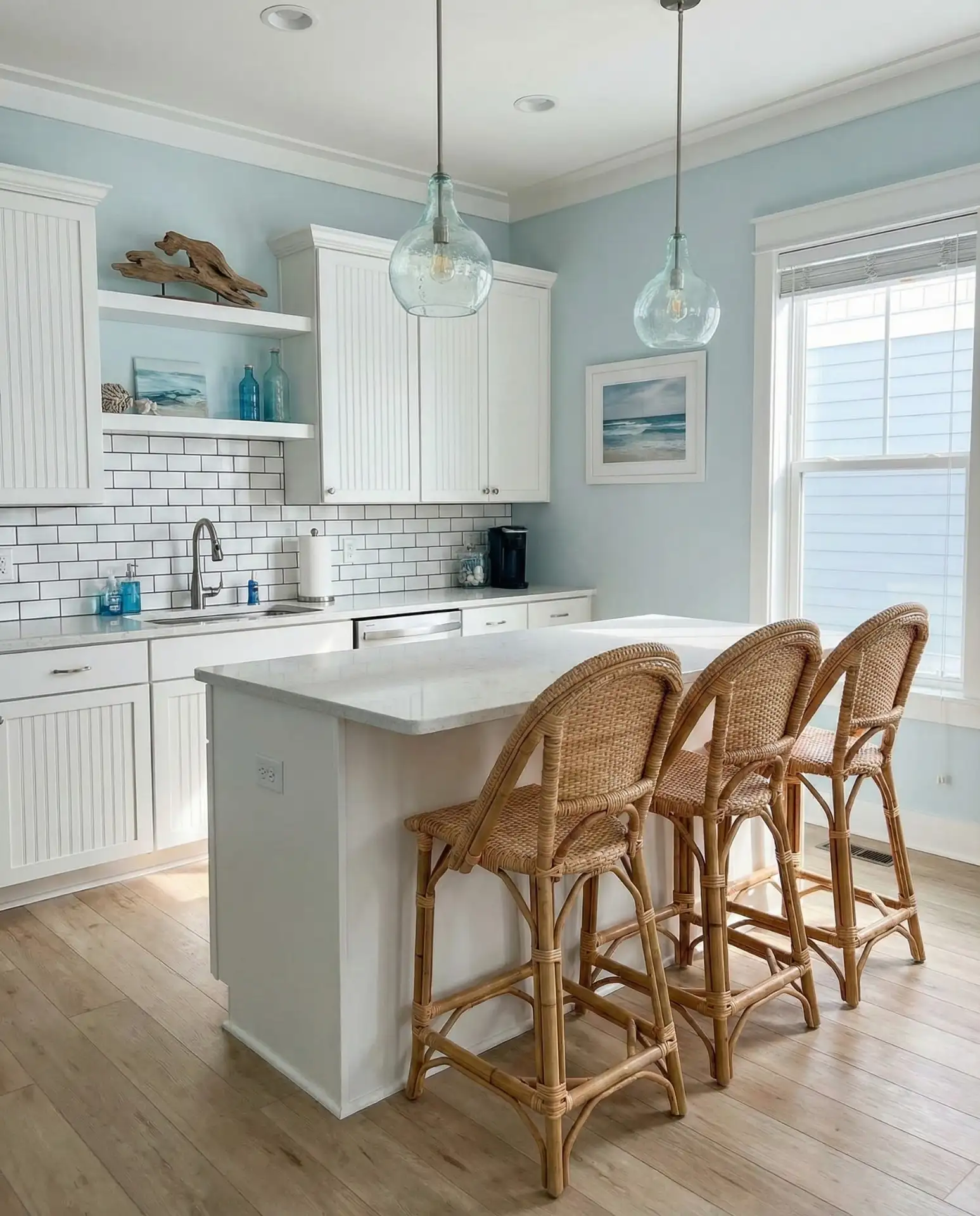 Coastal Blue Walls with White Cabinets 1