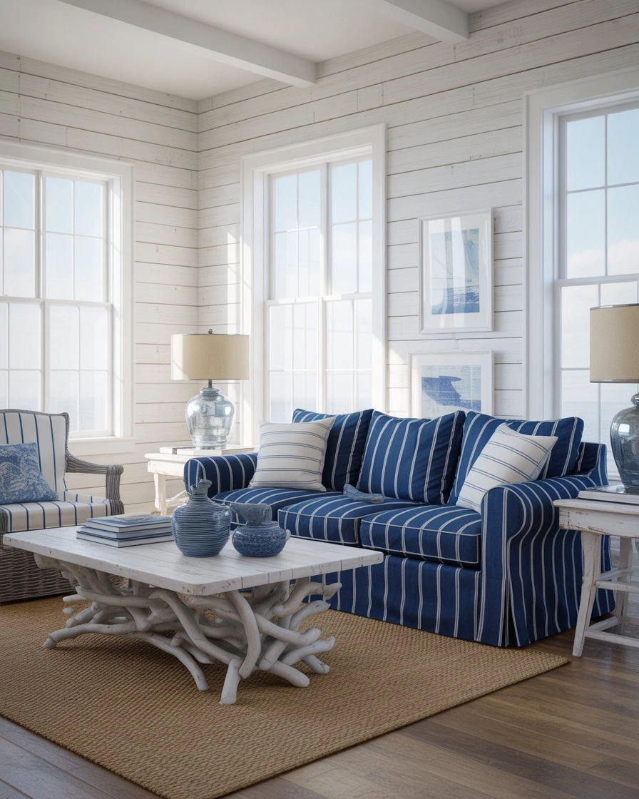 Coastal Cottage Living Room with Breezy Blues 2
