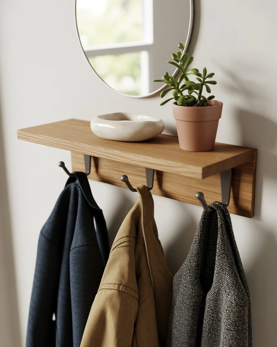 Corner Floating Shelf with Hooks 1