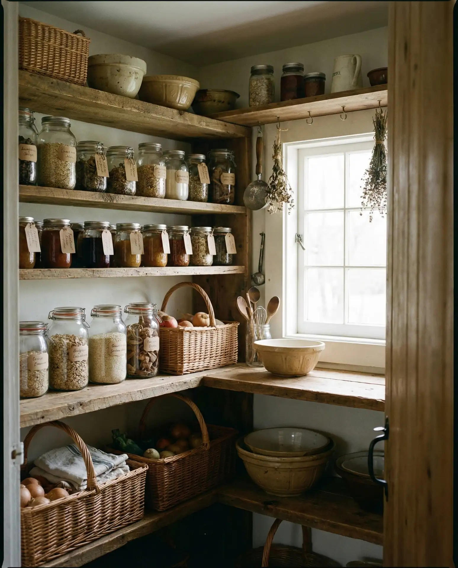 Cottage-Style Pantry with Open Shelves 2