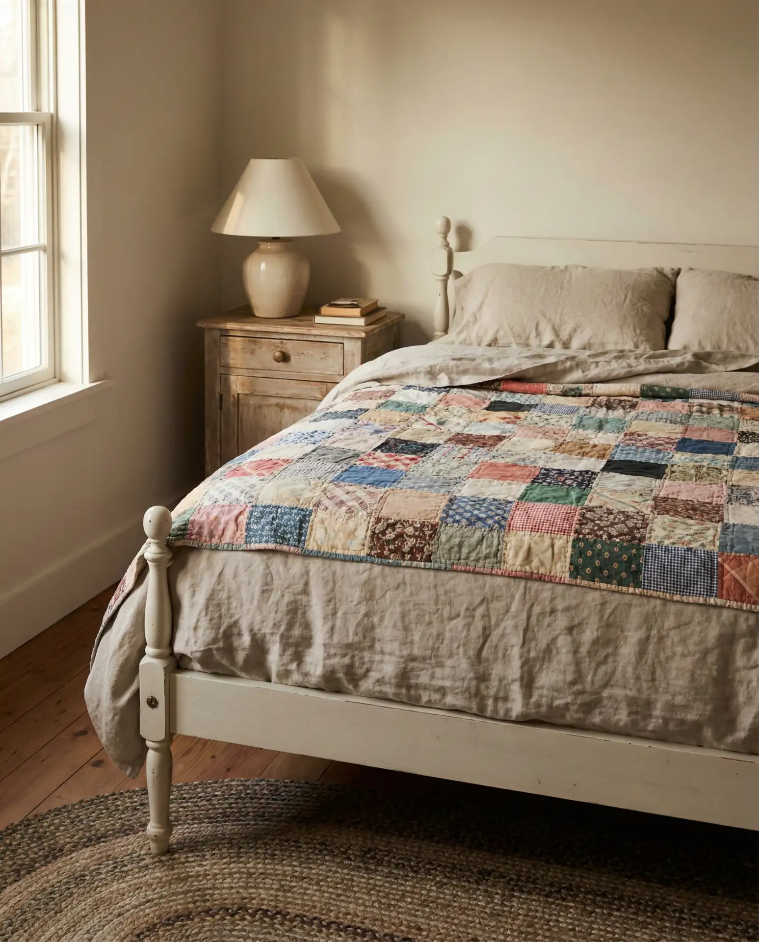 Country Rustic Bedroom with Patchwork Quilts 1