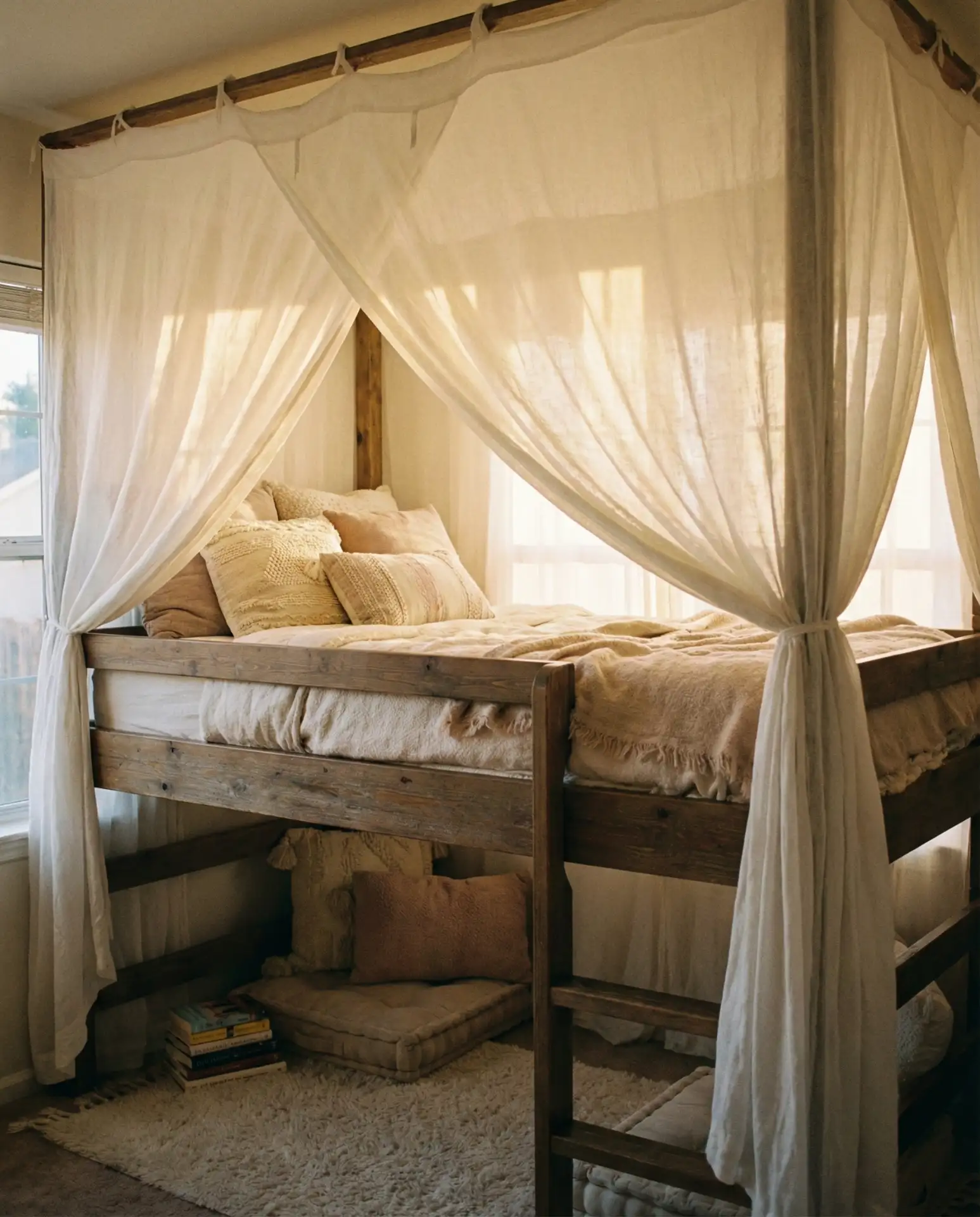 Cozy Canopy Loft Bed for Aesthetic Small Rooms 2