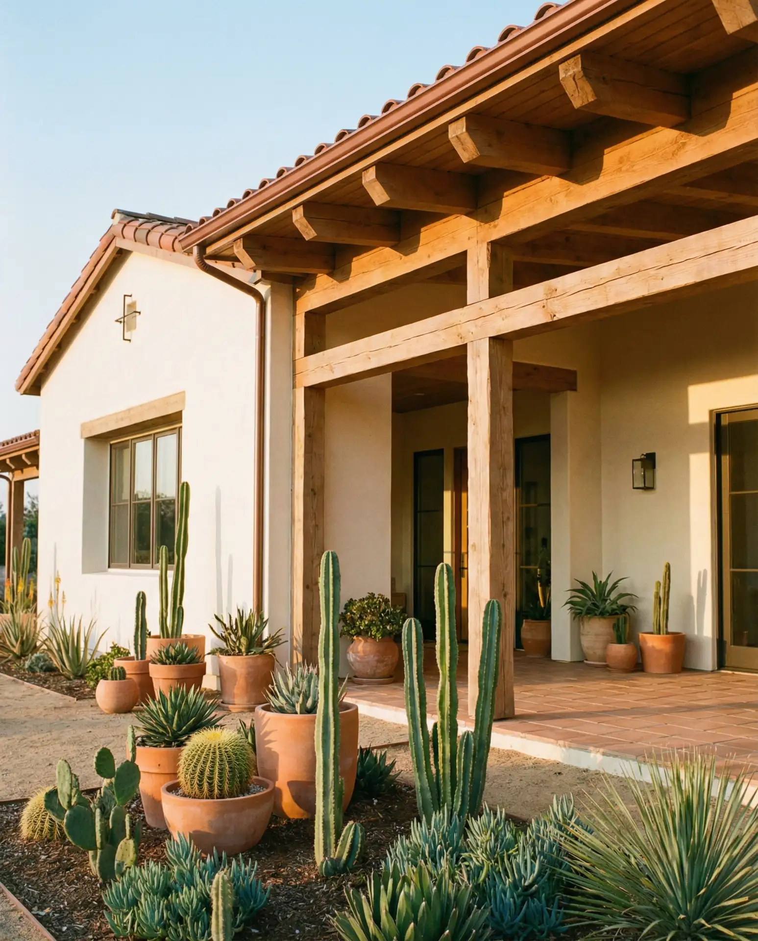 Cream Stucco with Dark Wood Beams 1