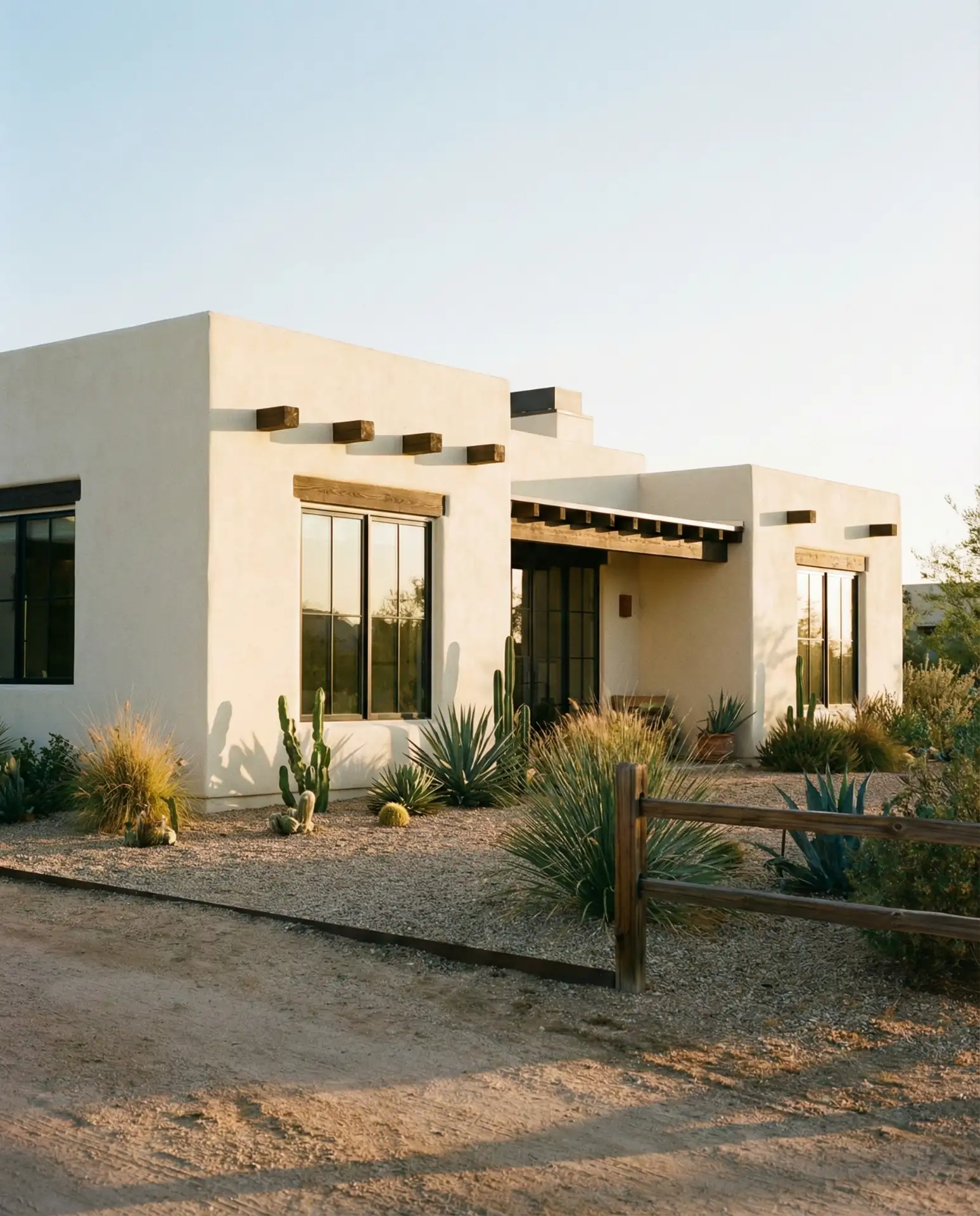 Cream Stucco with Dark Wood Beams 2