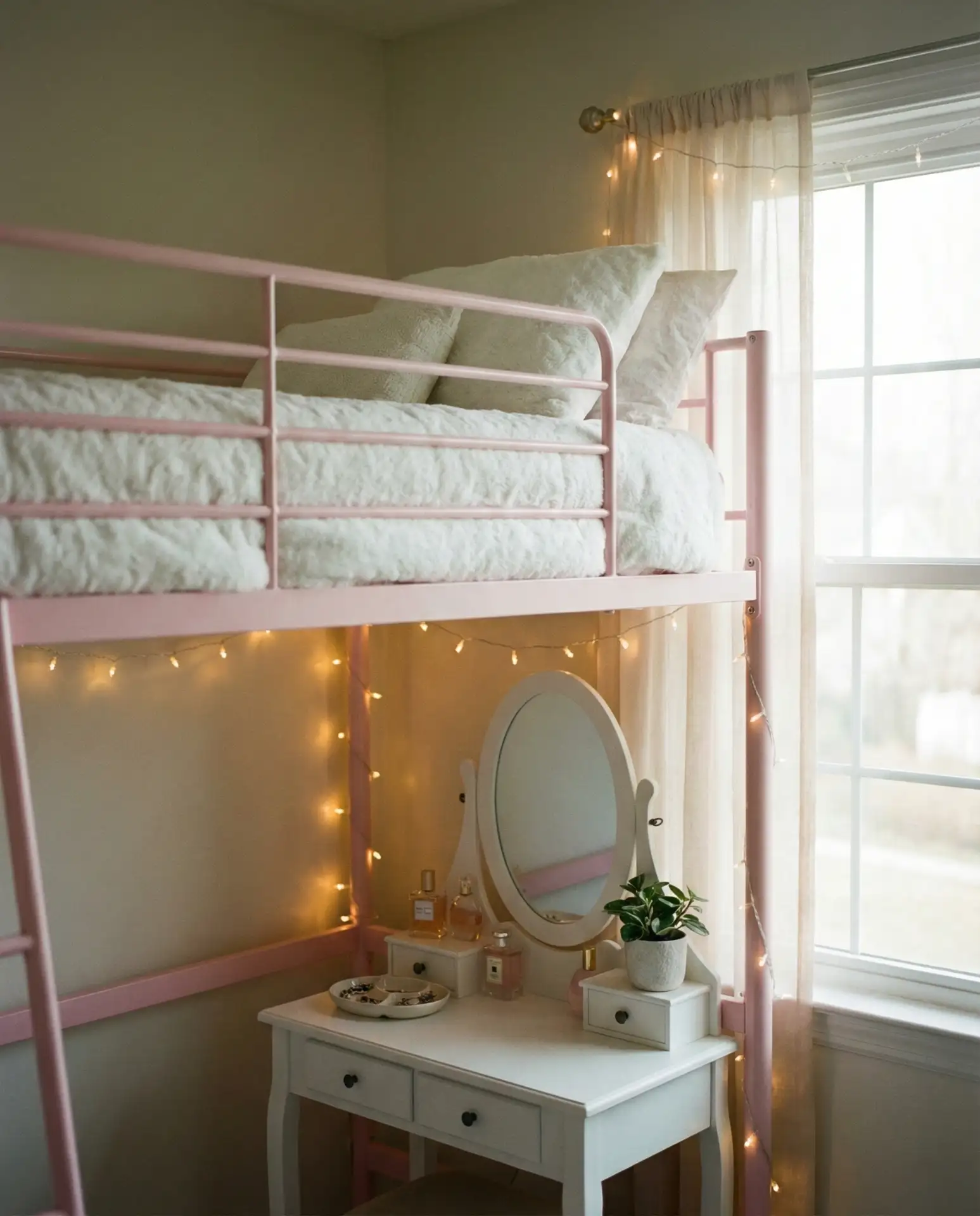 Cute Pastel Loft Bed for Teens Aesthetic 1