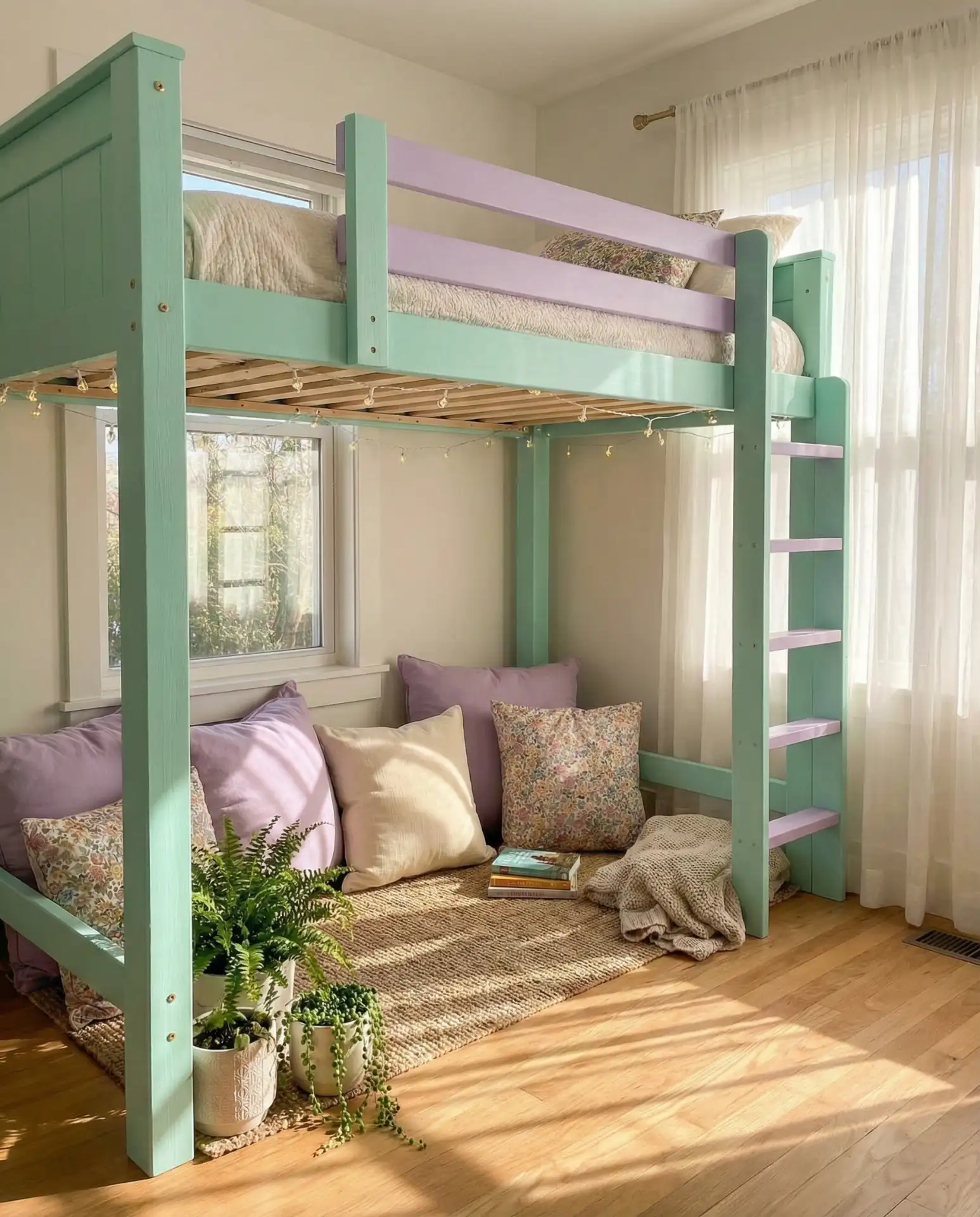 Cute Pastel Loft Bed for Teens Aesthetic 2