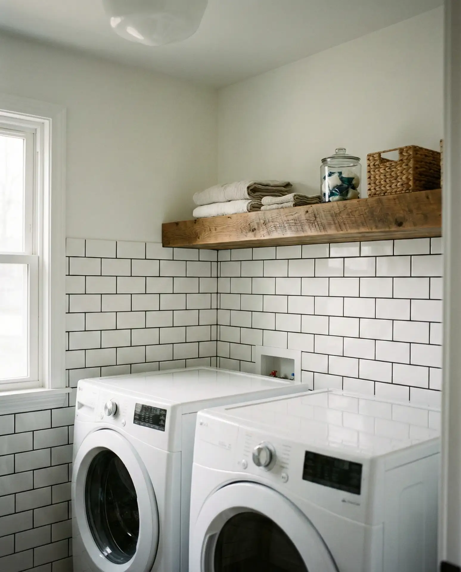 Design-Forward Tile Backsplash Above Washer 1