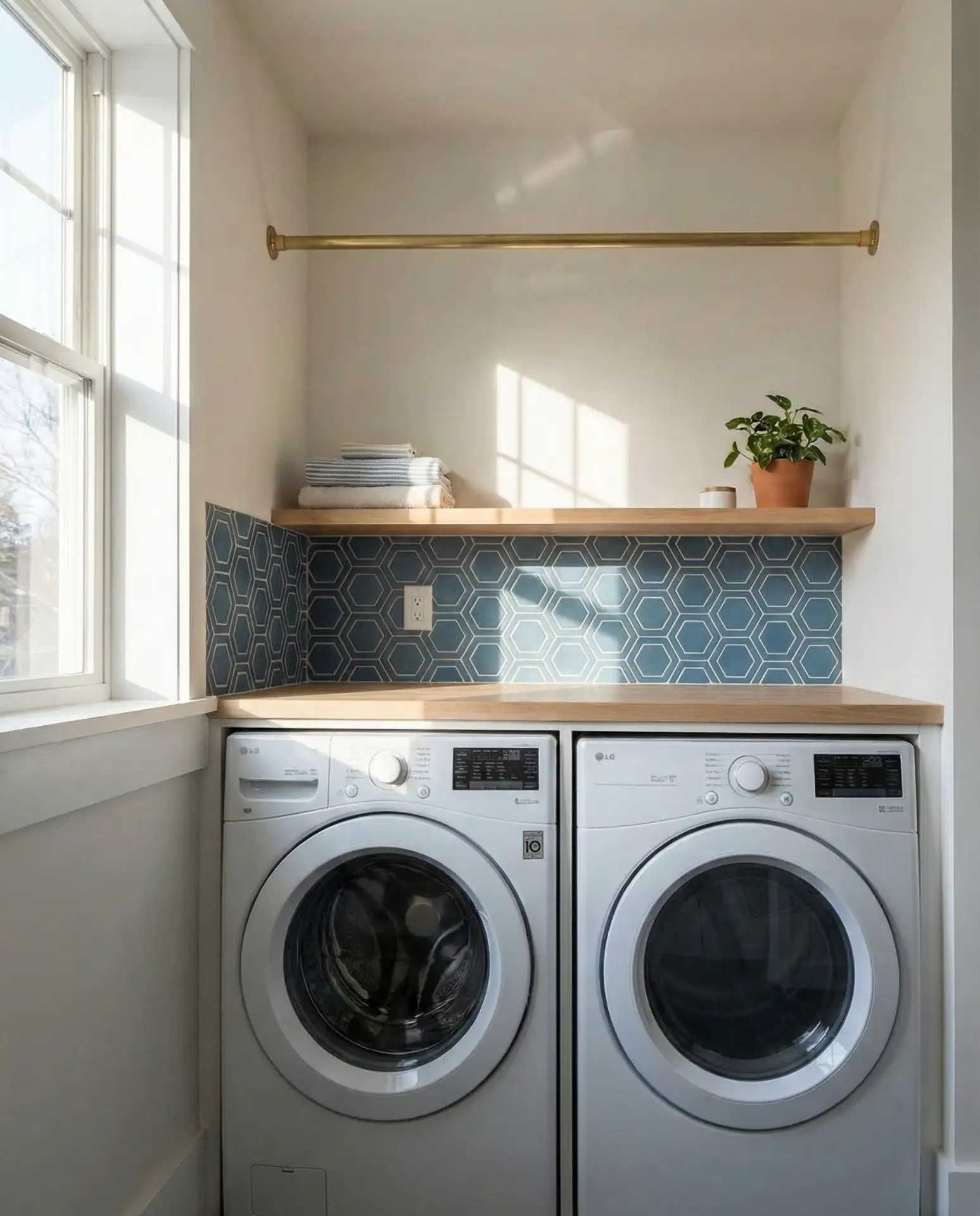 Design-Forward Tile Backsplash Above Washer 2
