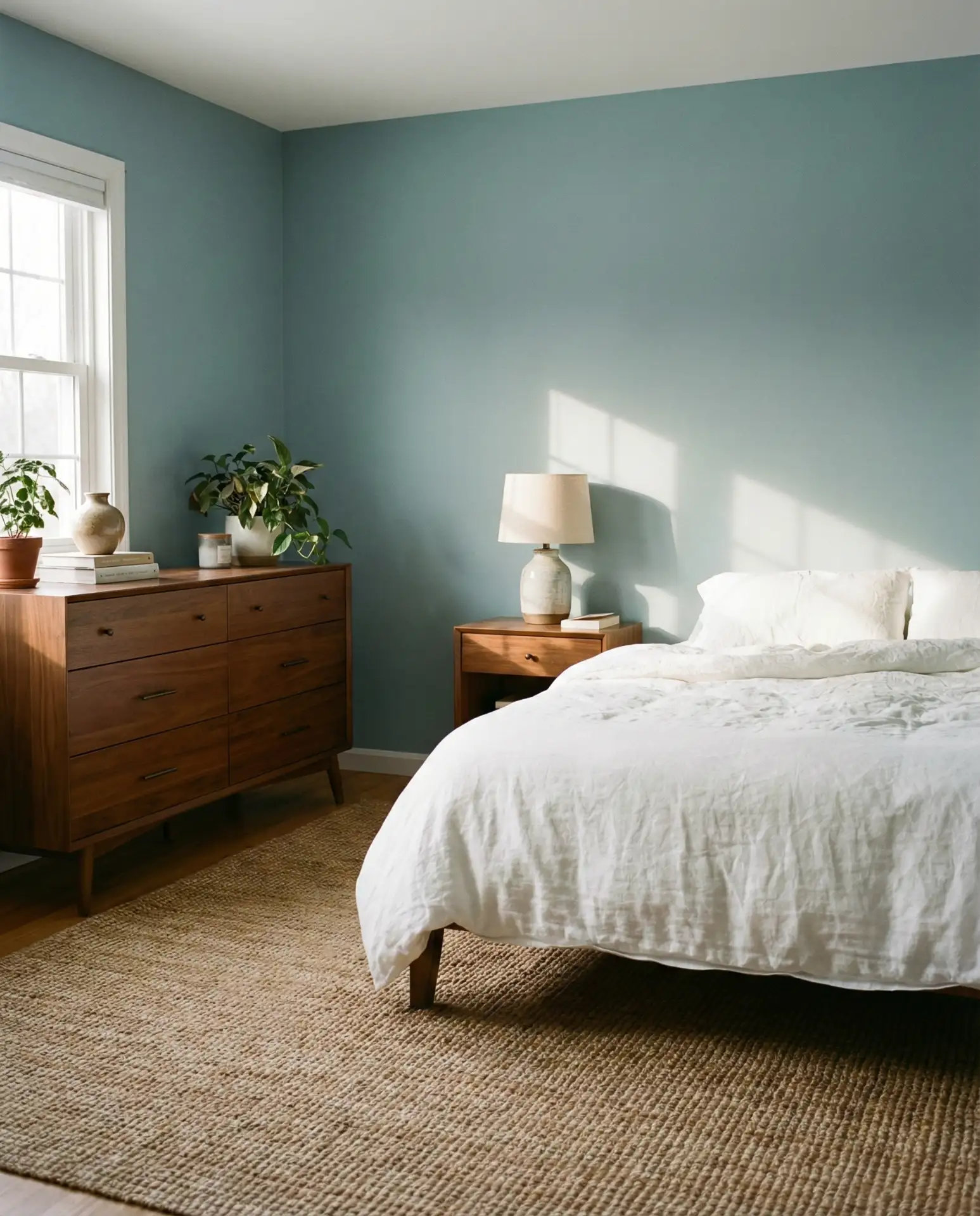 Duck Egg Blue with Natural Wood Furniture 1