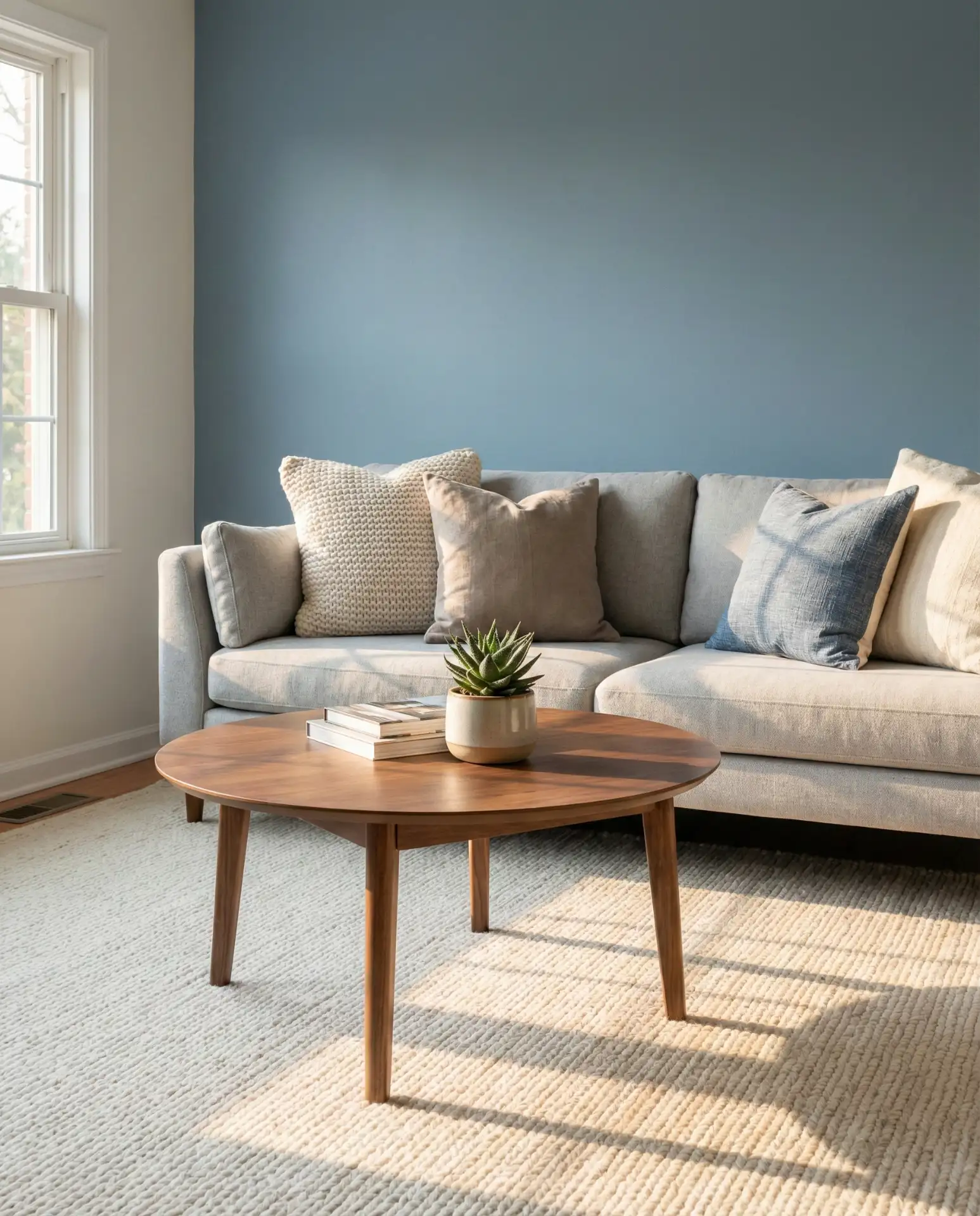 Dusty Blue with Walnut Furniture 1