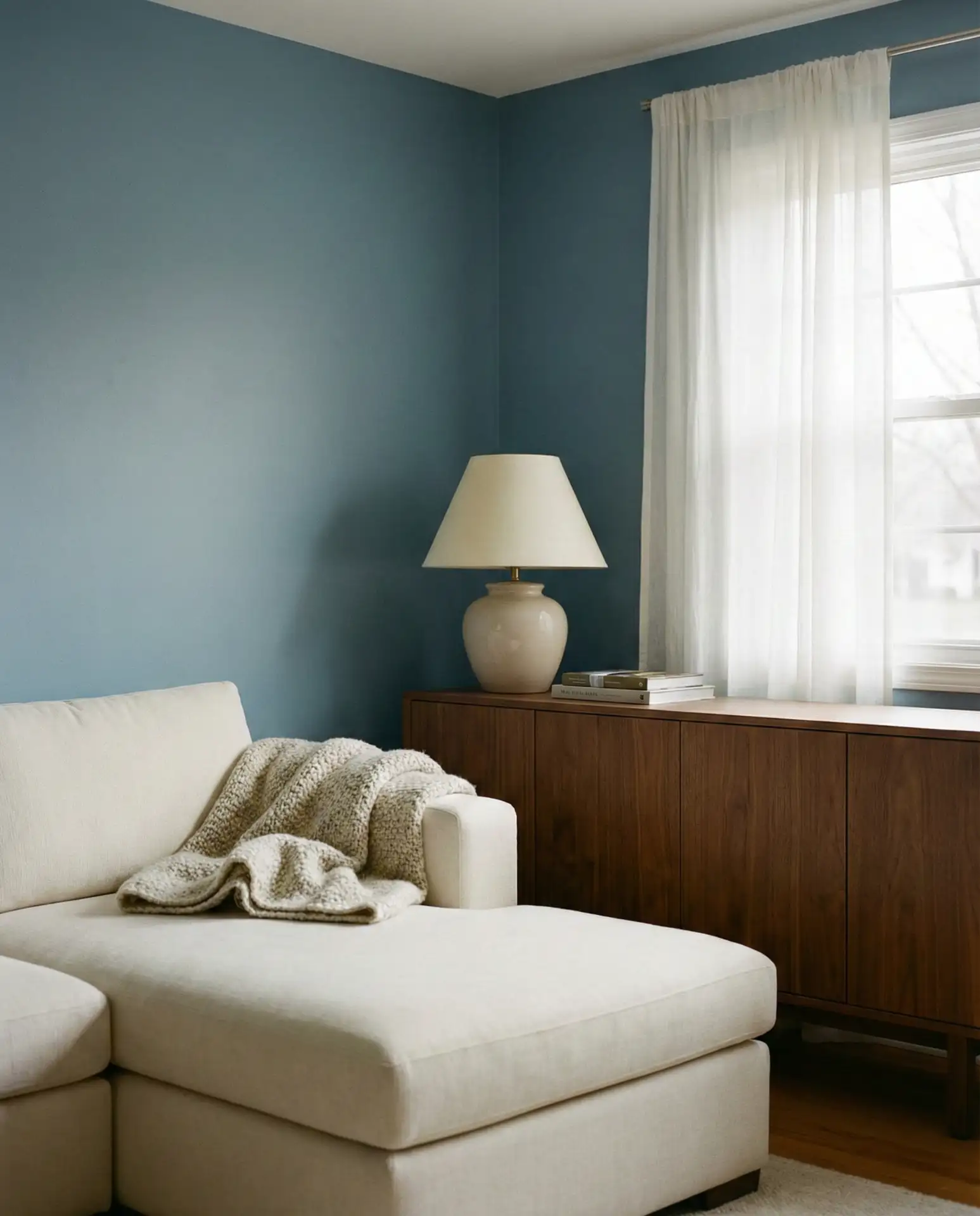 Dusty Blue with Walnut Furniture 2