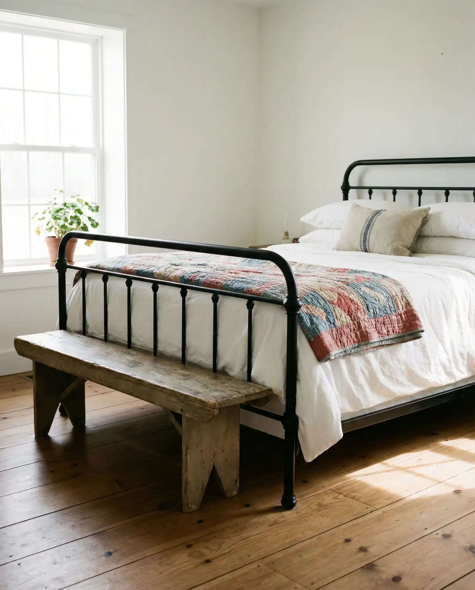 Farmhouse Rustic Bedroom with Iron Bed Frame 1